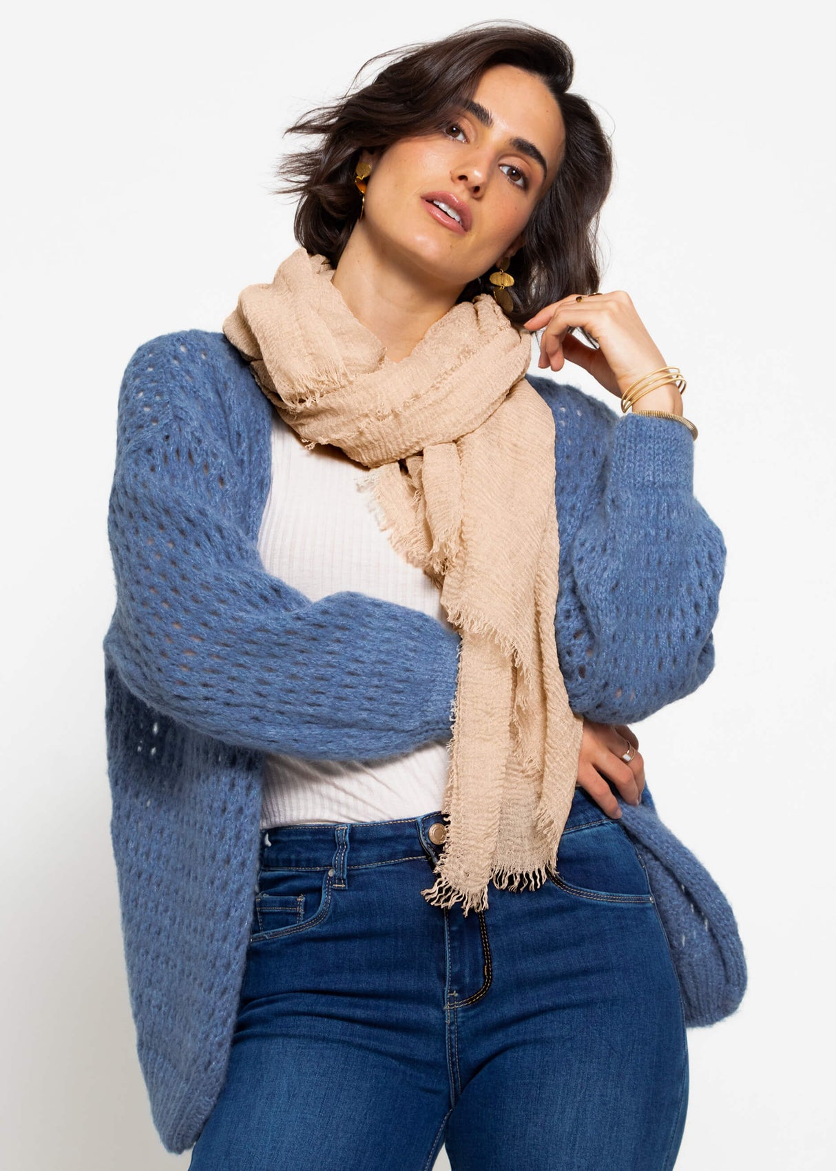 Muslin scarf, beige