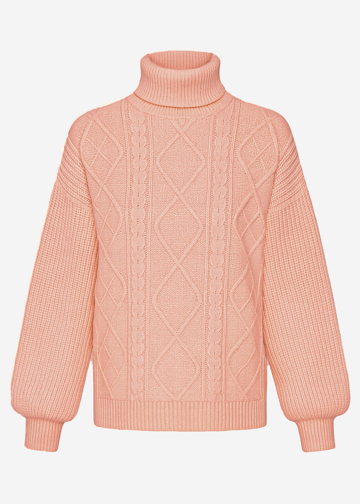 Cable knit turtleneck sweater - pink