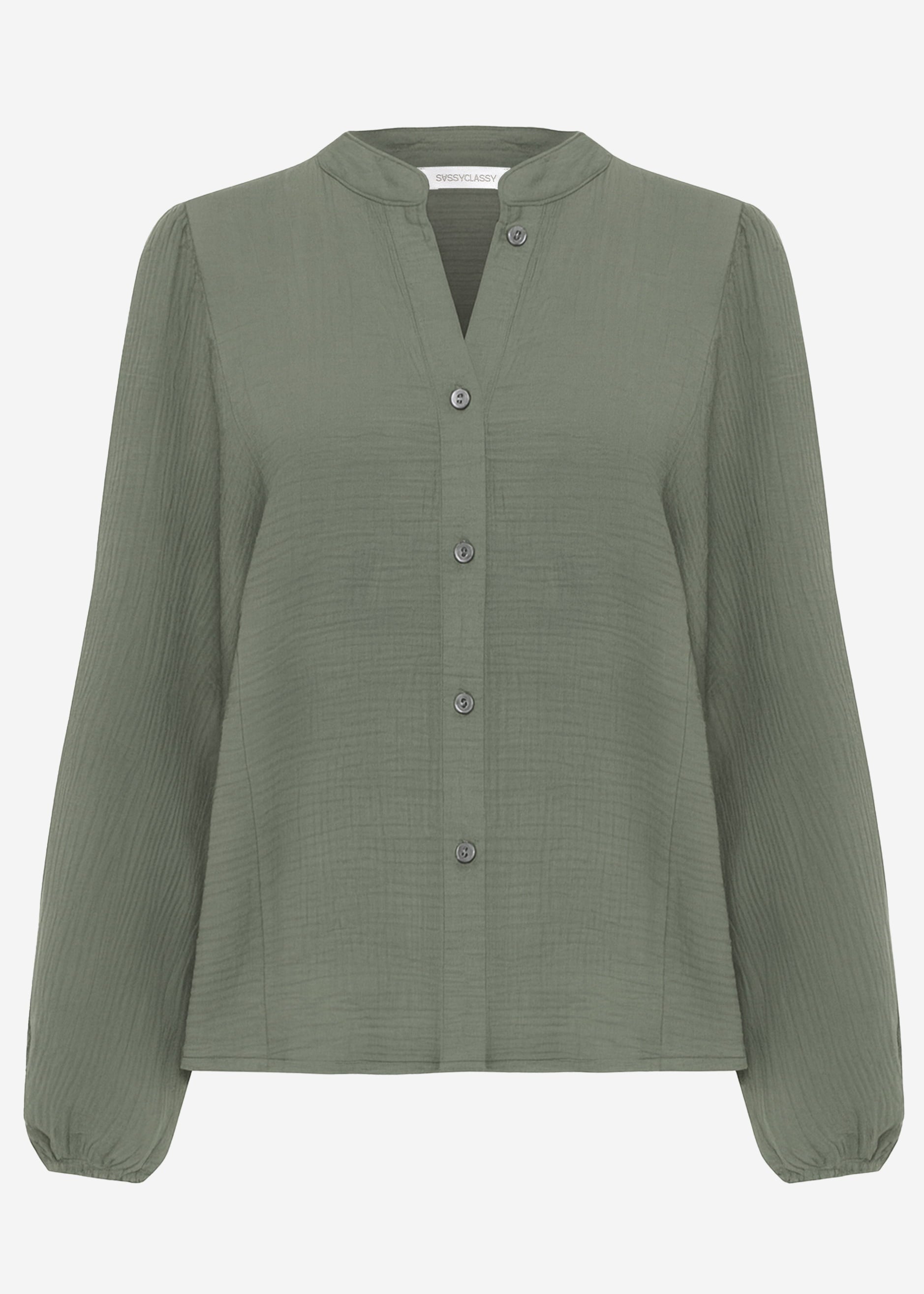 Musselin Bluse mit Fledermausärmeln - olivgrün