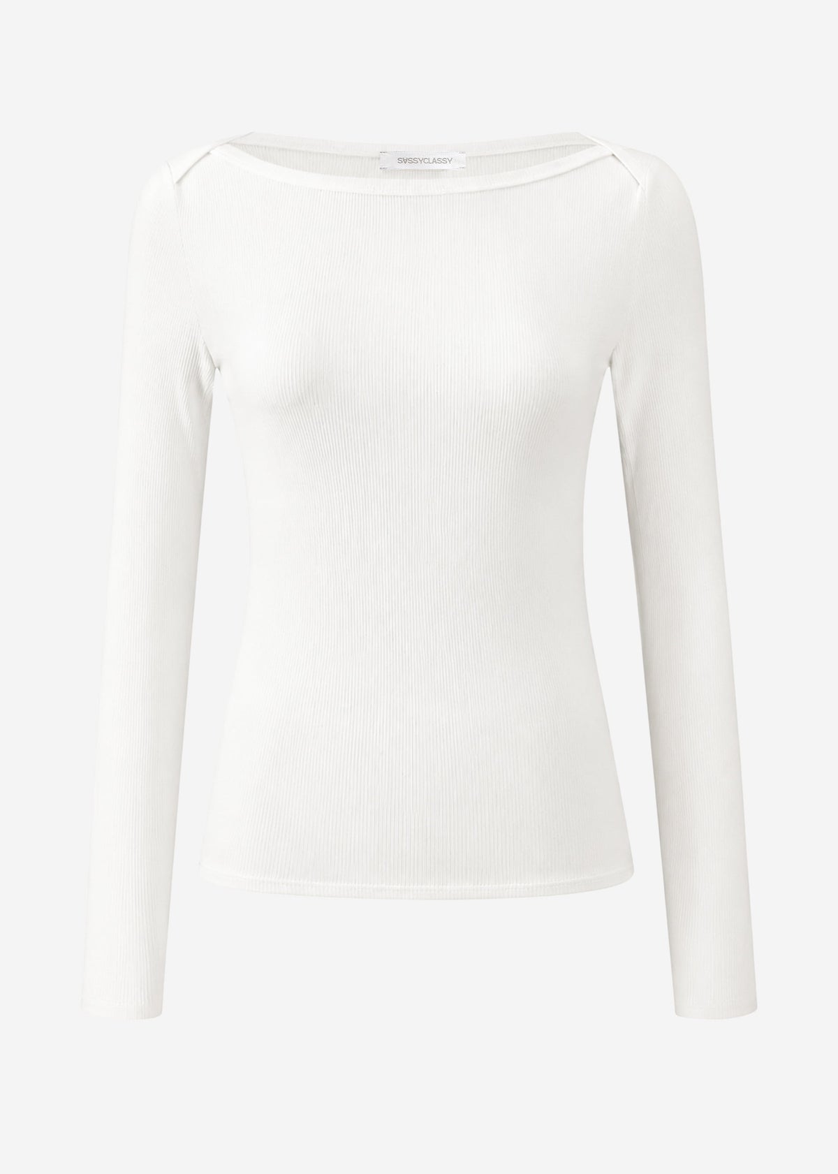 Langarmshirt mit U-Boot Ausschnitt - offwhite