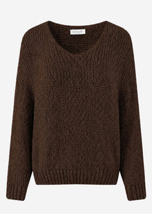 Oversize Pullover mit V-Ausschnitt - braun