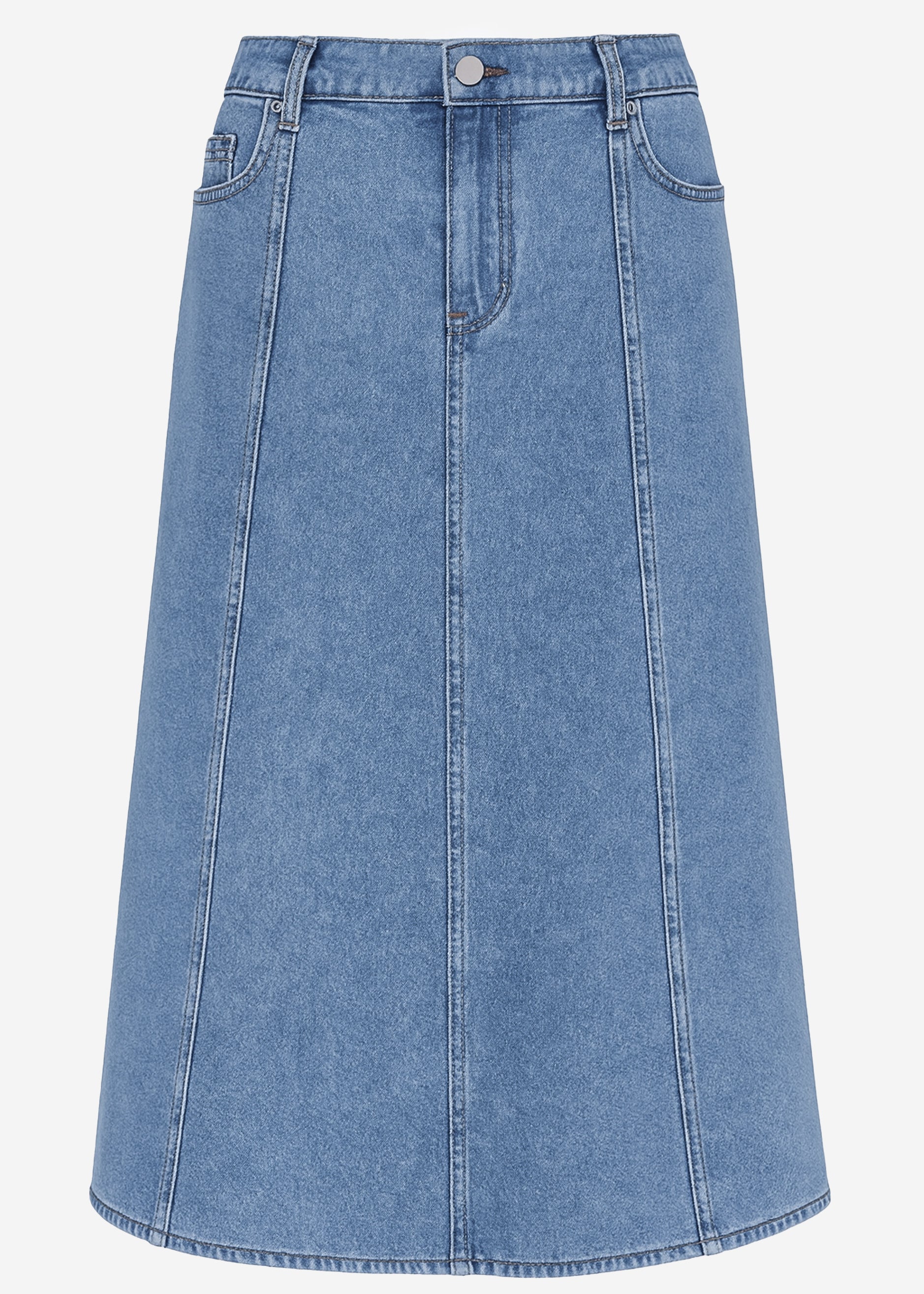Midi jeans rock with dividing seams - blue