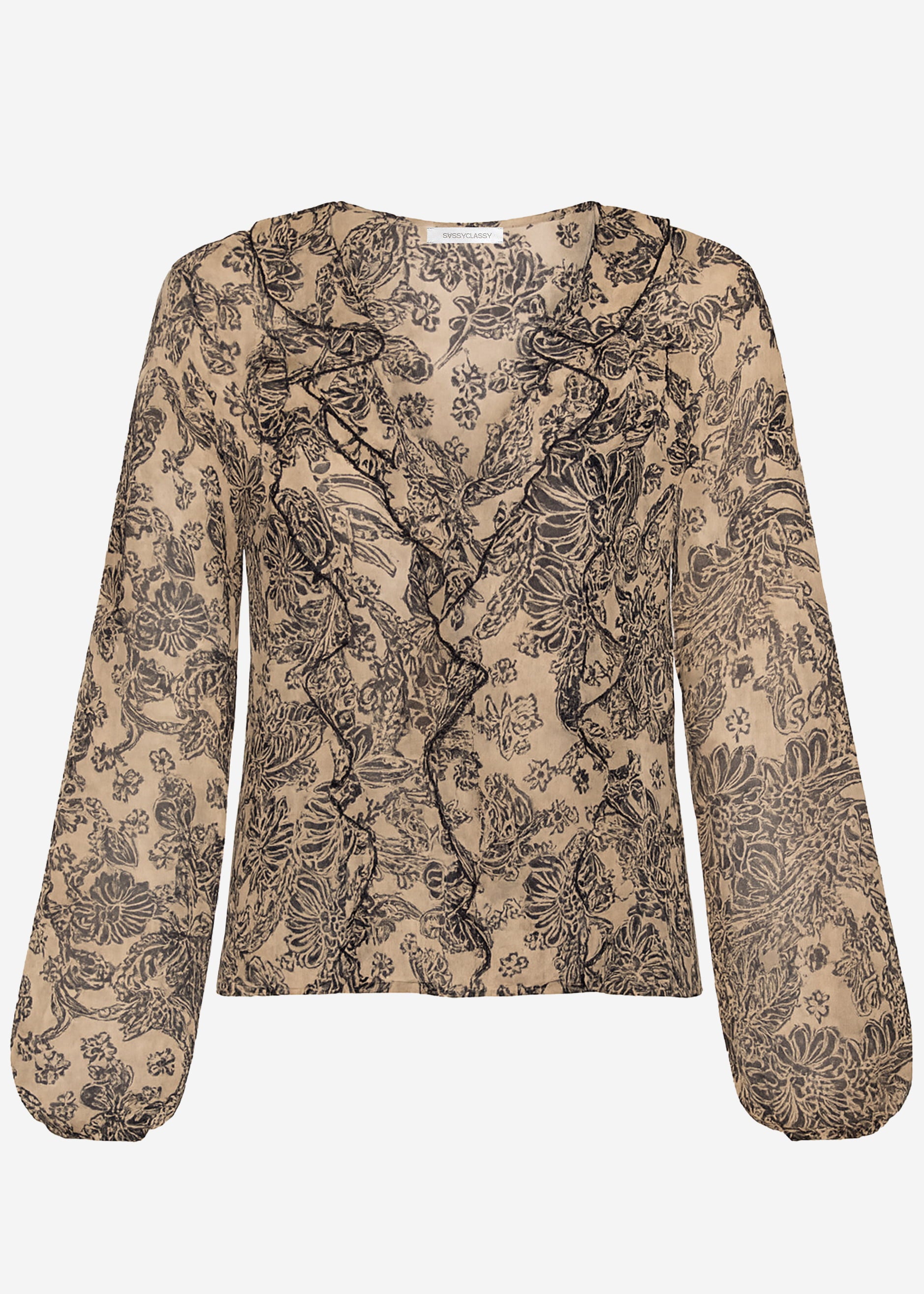 Light blouse with ruffles - beige
