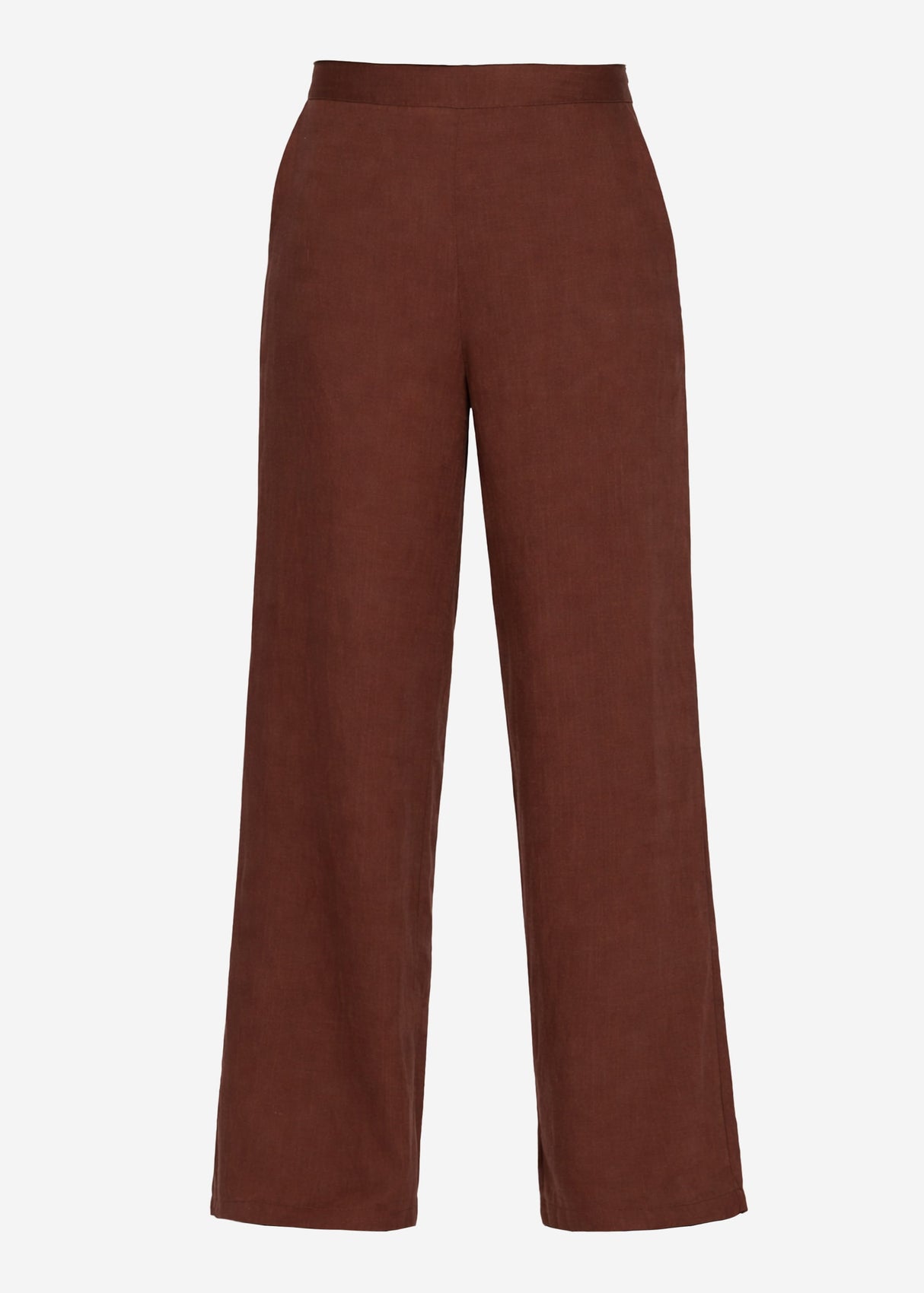 Linen trousers with straight leg- brown