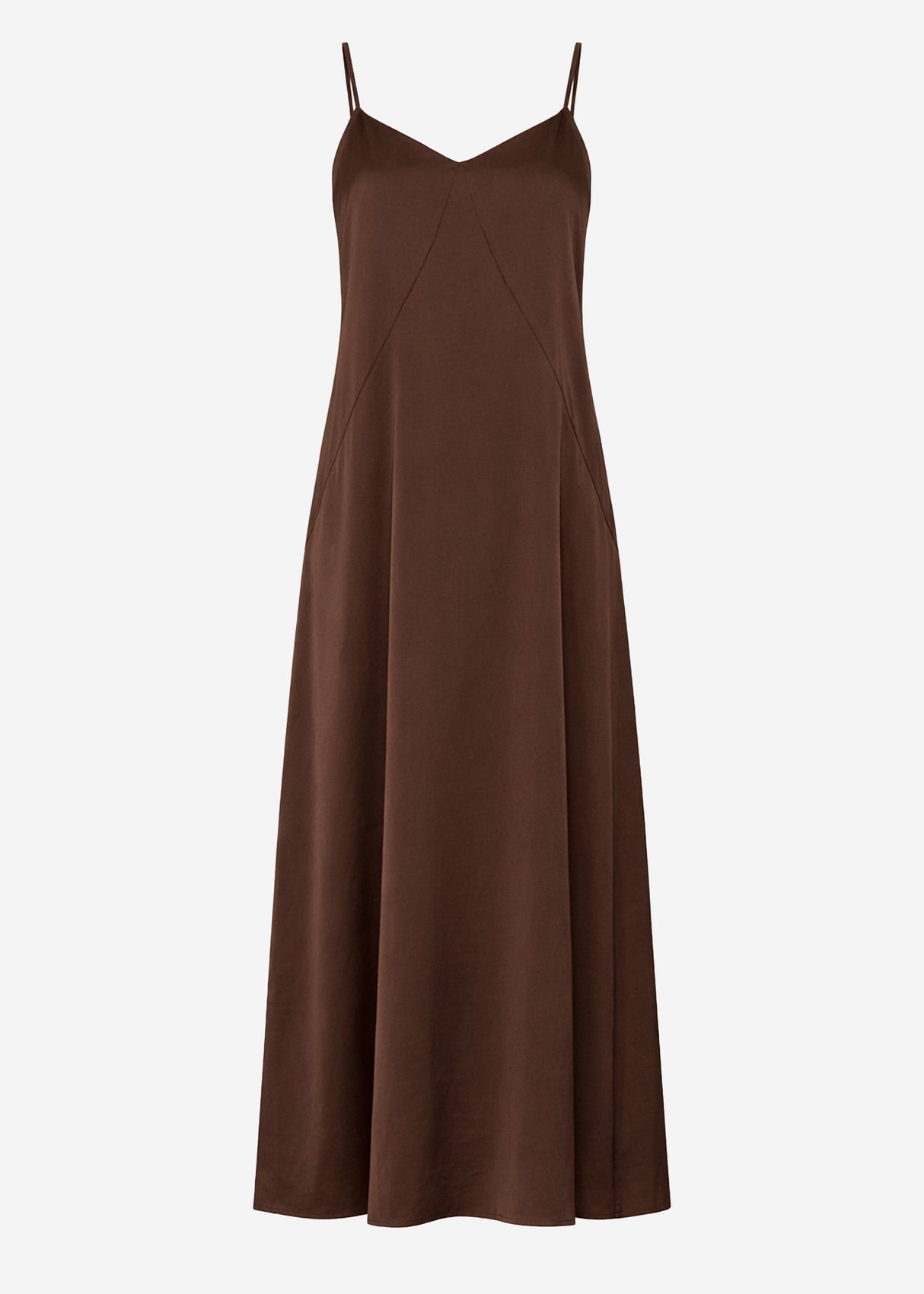 Maxi Satin Kleid - dunkelbraun
