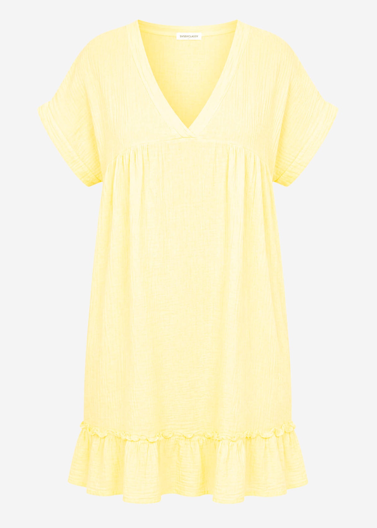 Musselin Strandkleid - buttergelb