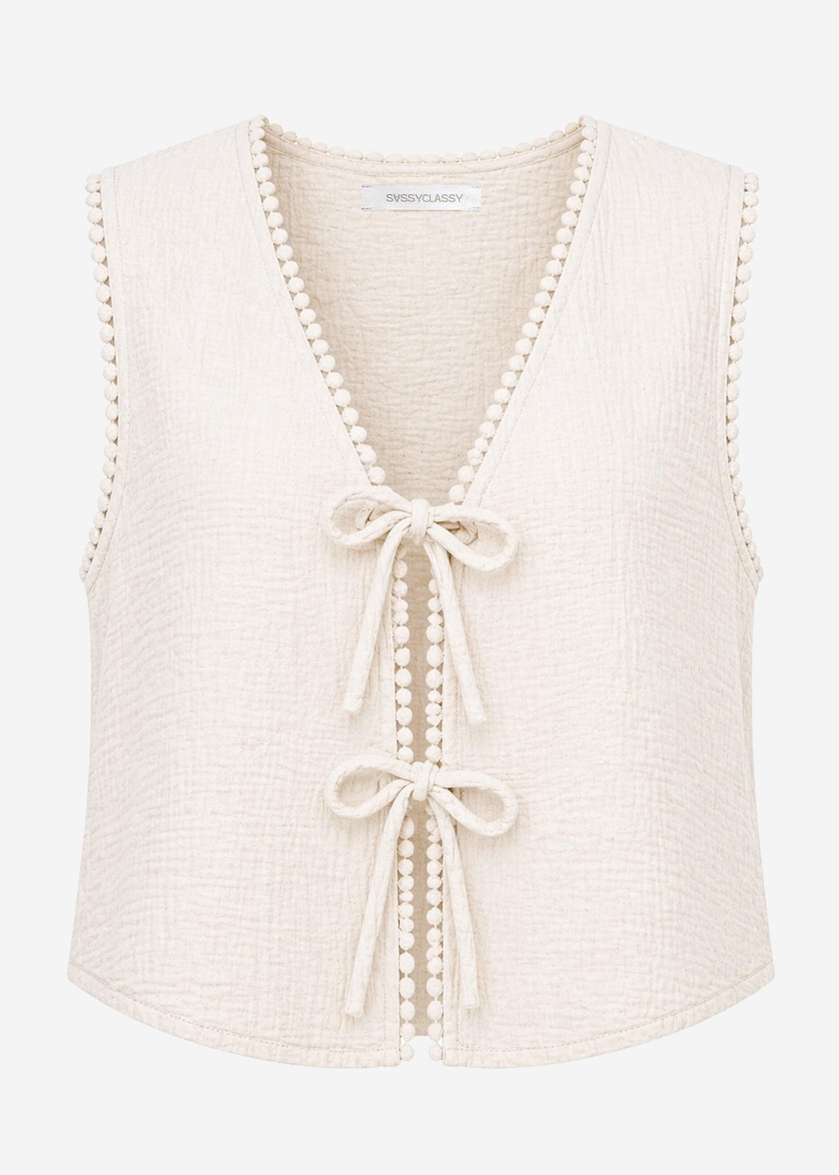 Musselin top with grinding - light beige