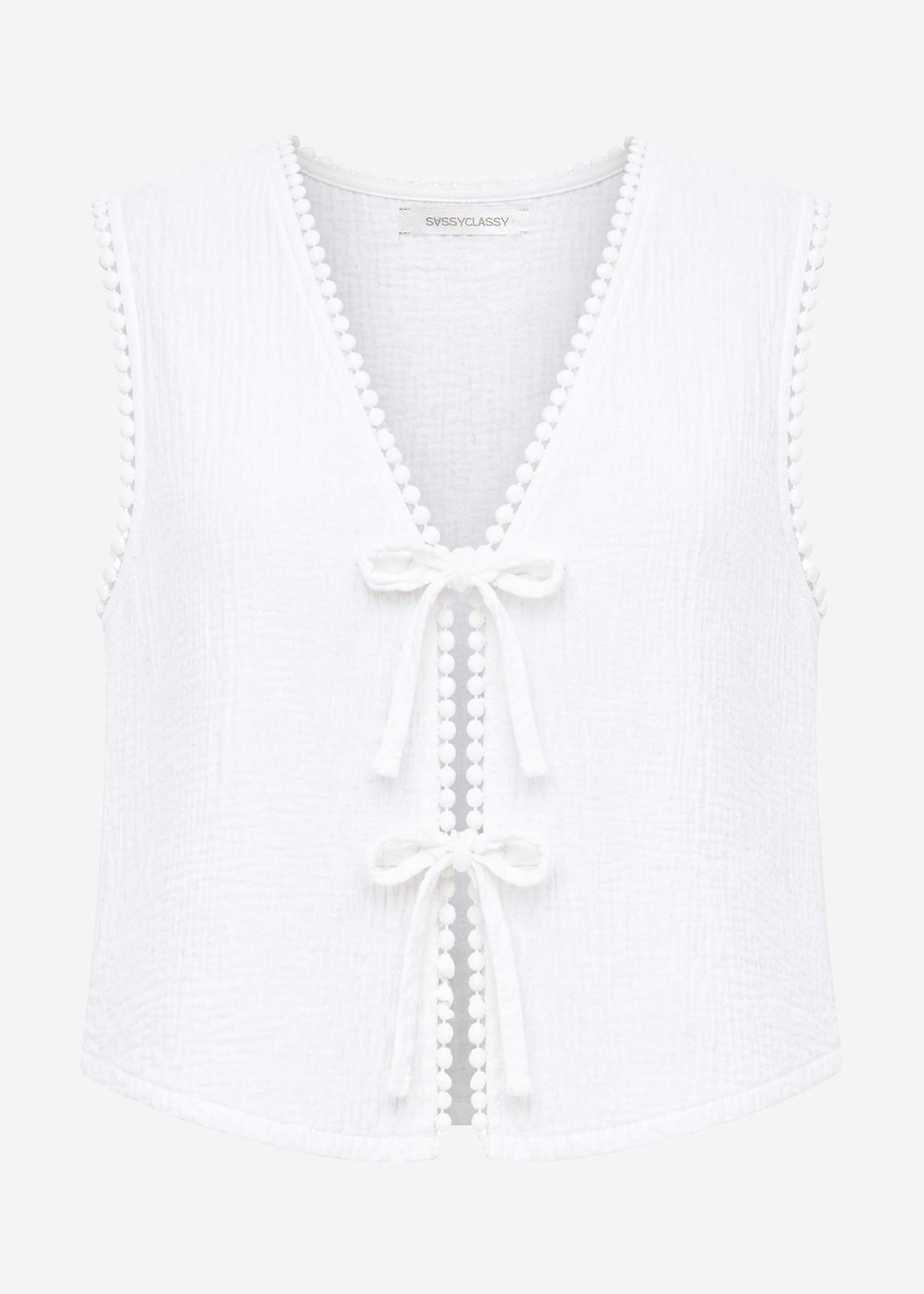 Musselin top with grinding - white