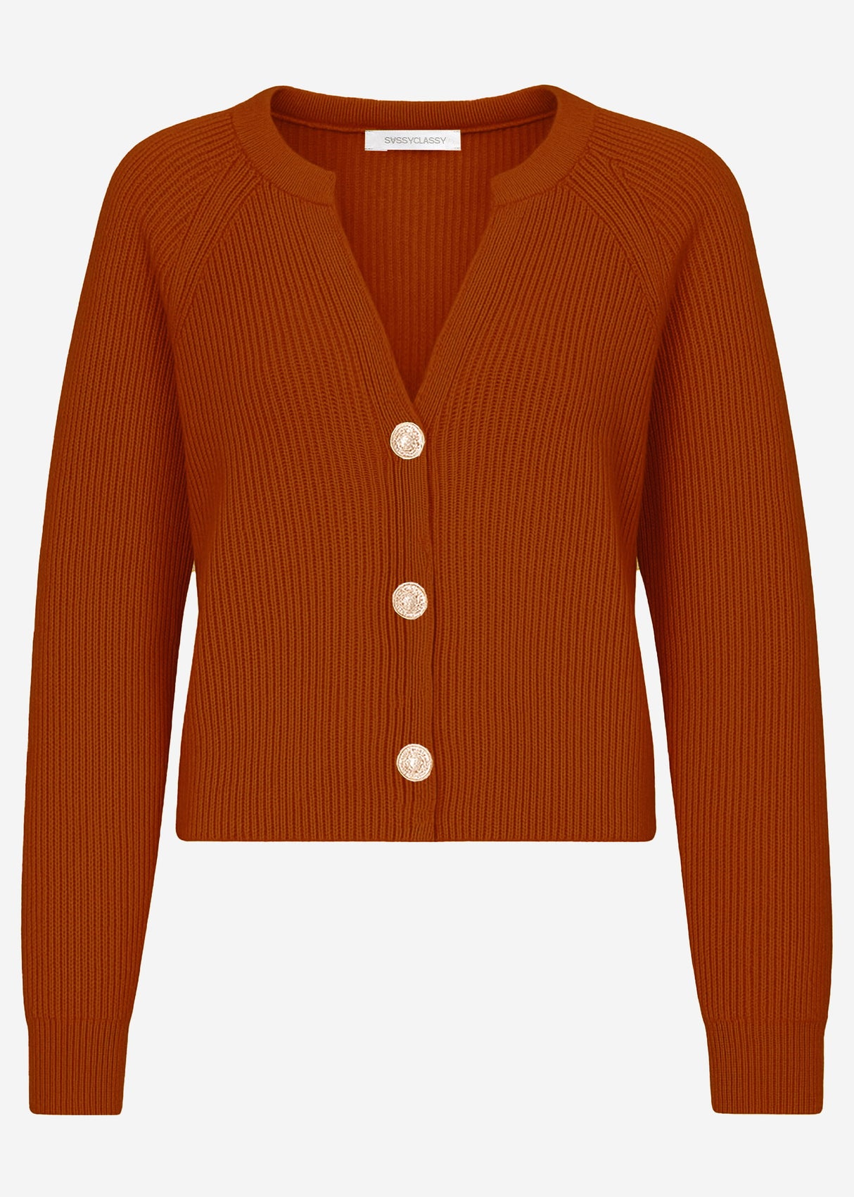 Cardigan mit V-Ausschnitt - braun