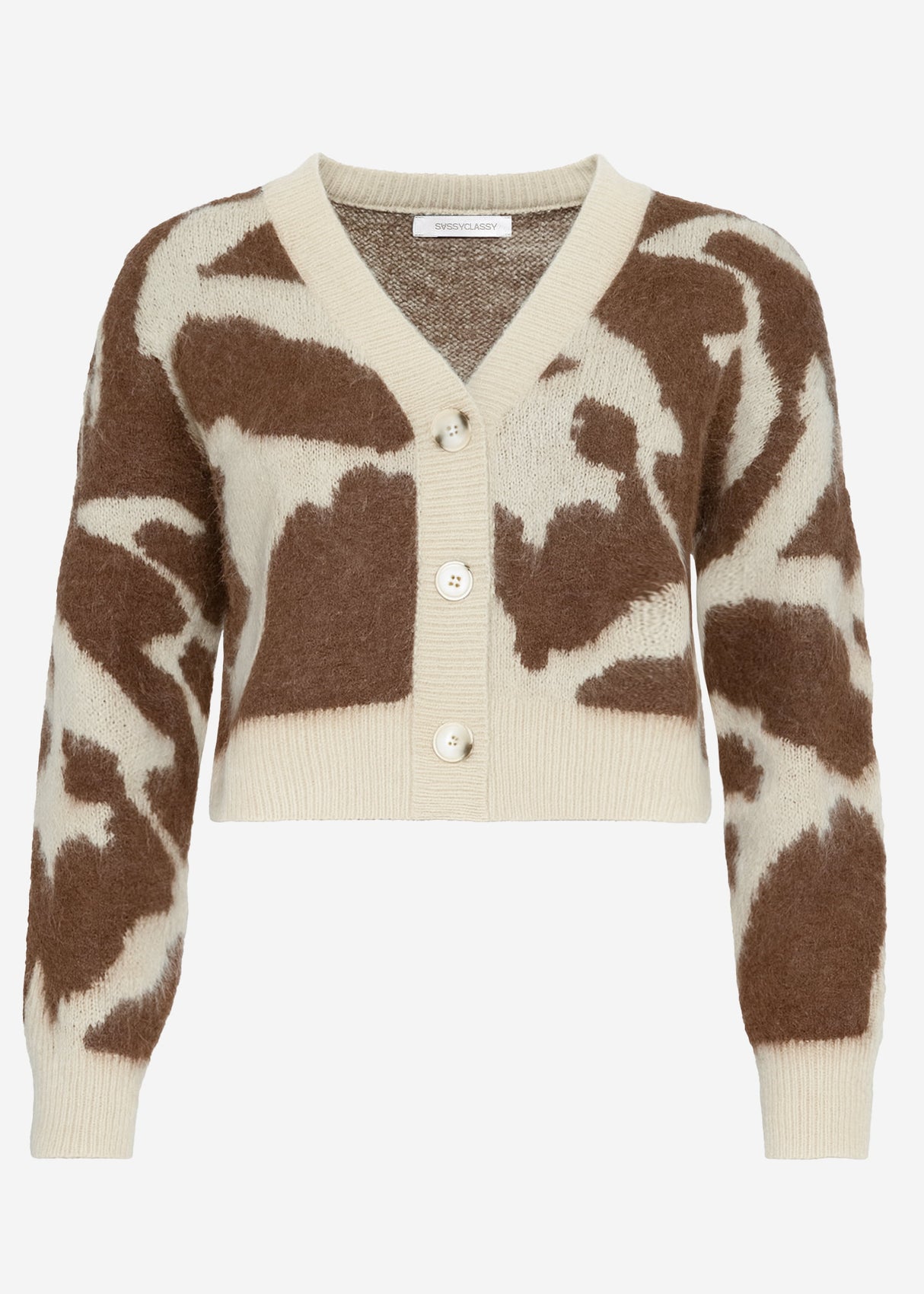 Cardigan with Animal print-beige-brown