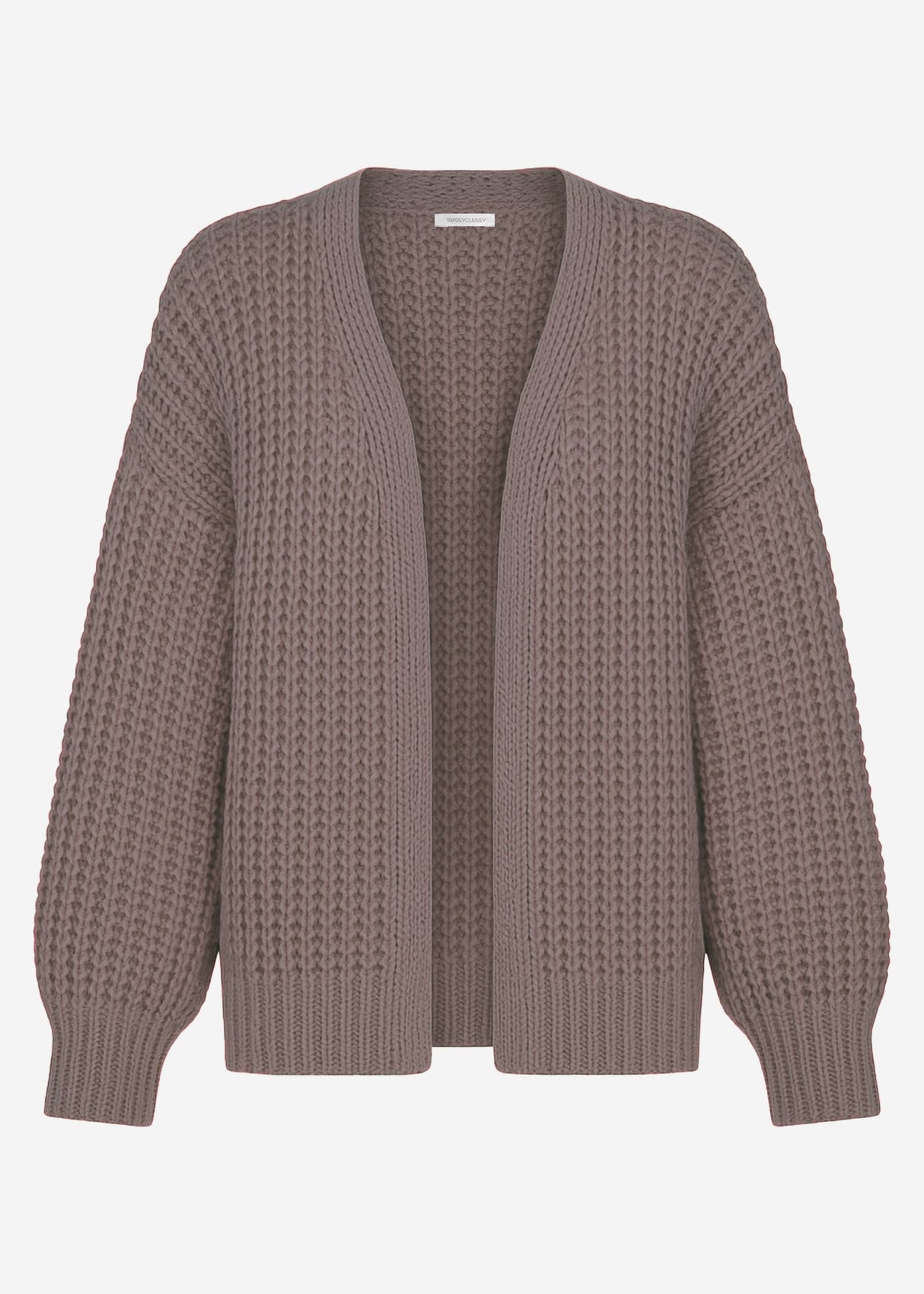 Offener Grobstrick-Cardigan - taupe