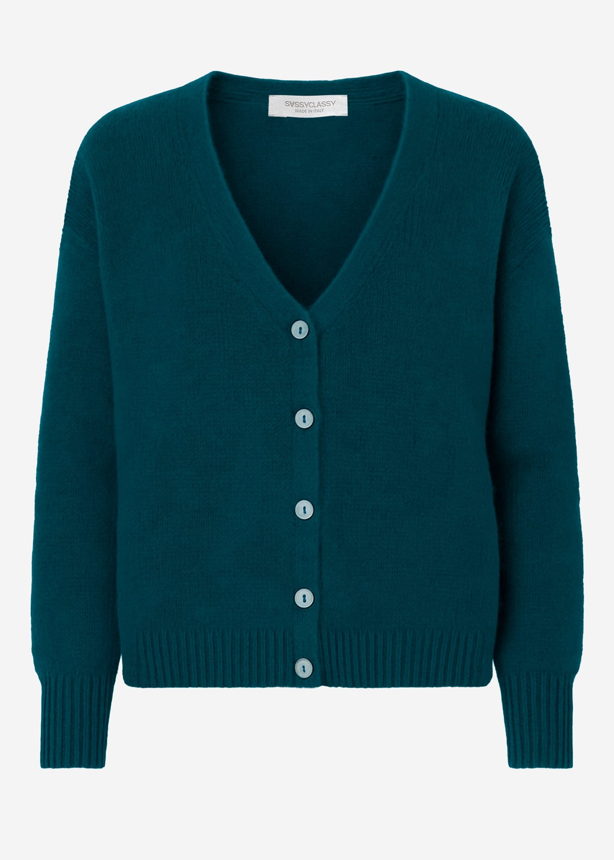 Cardigan with V -neck and button placket - dark green