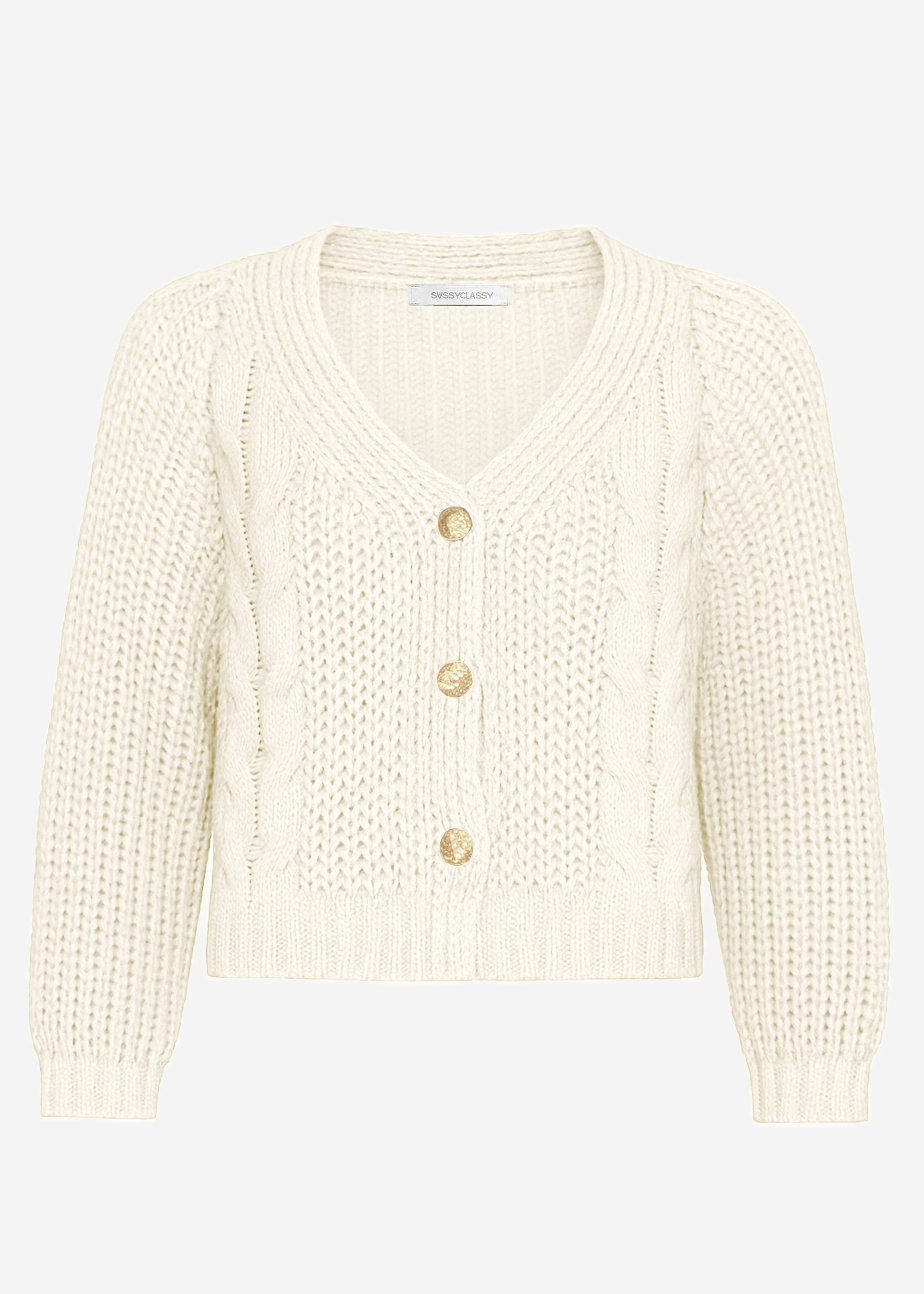 Cardiac cardigan with button placket - beige