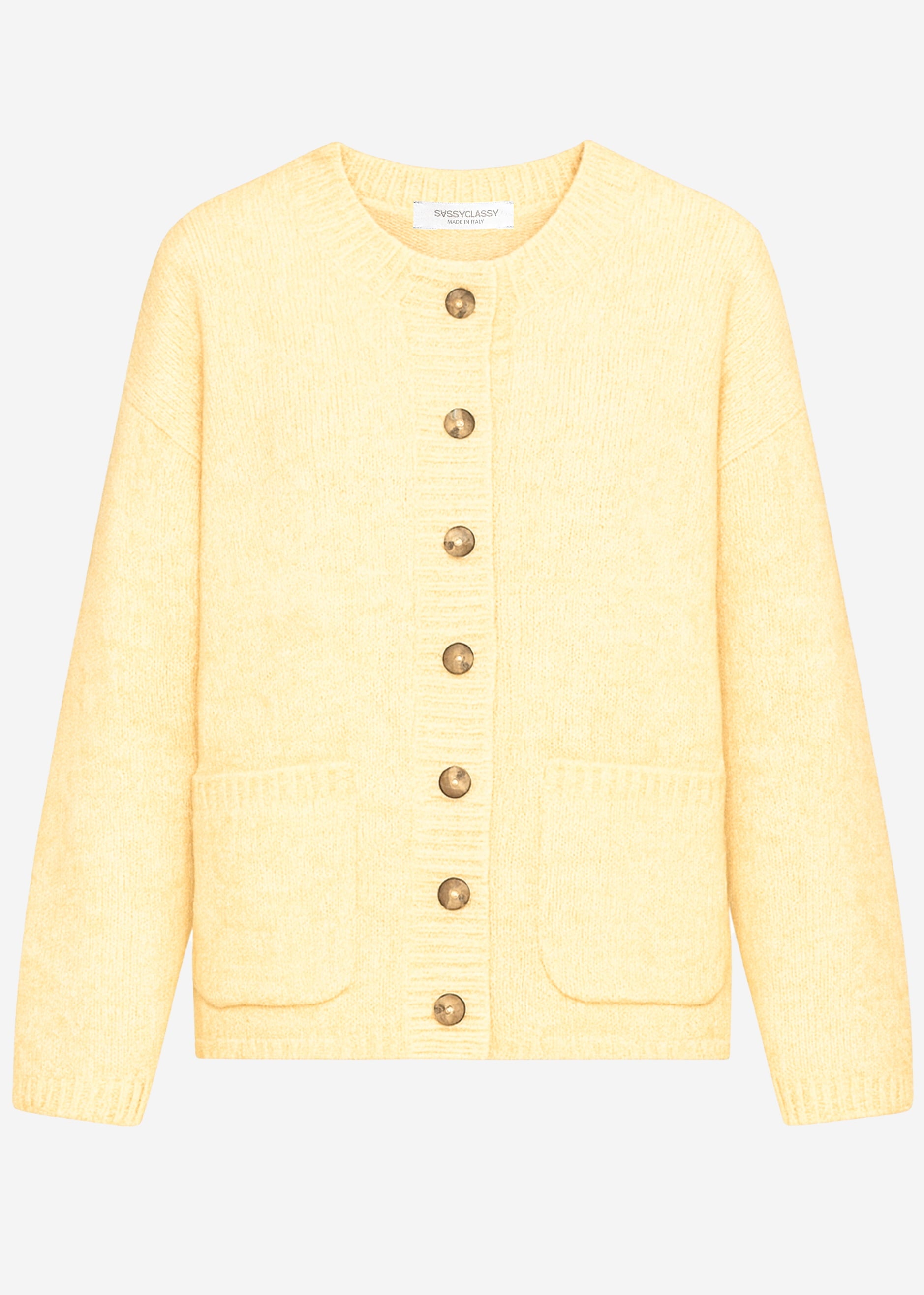 Part jacket with bags & large button placket - yellow