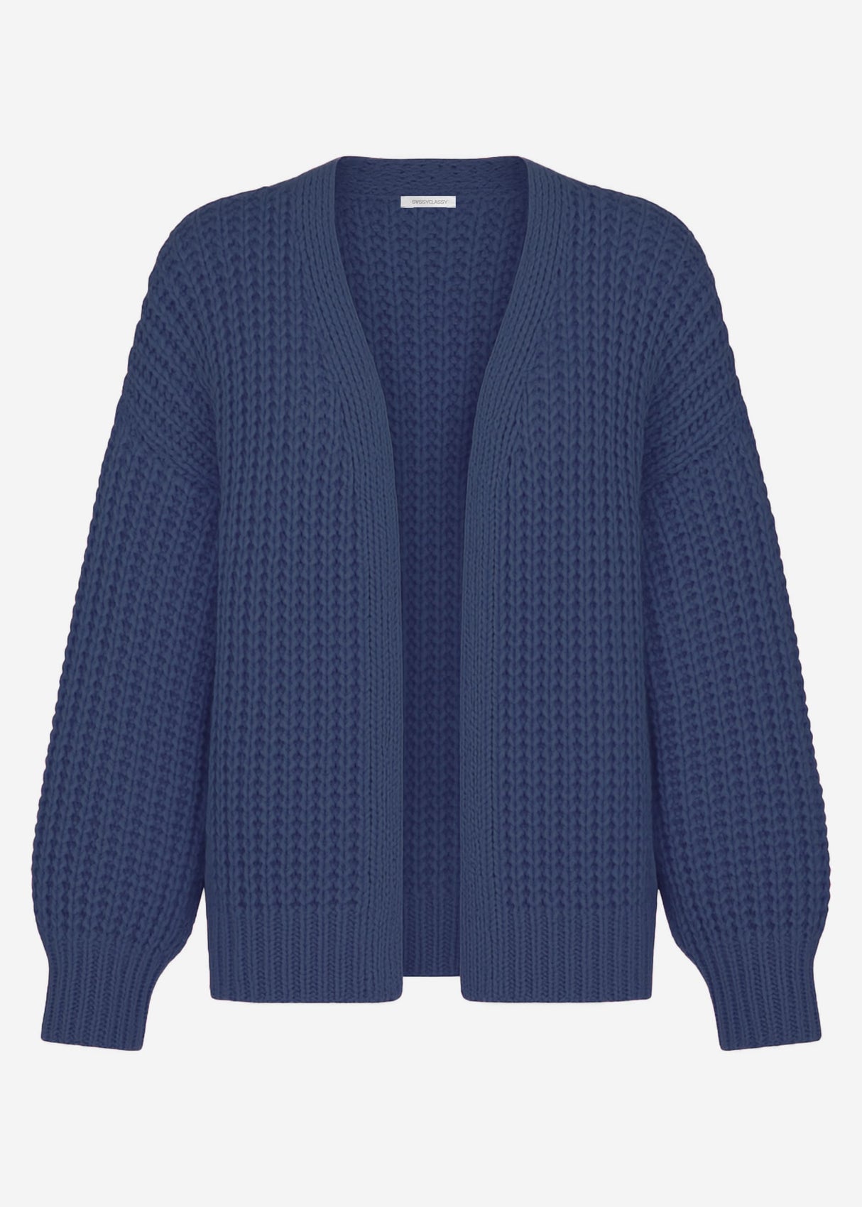 Offener Grobstrick-Cardigan - blau