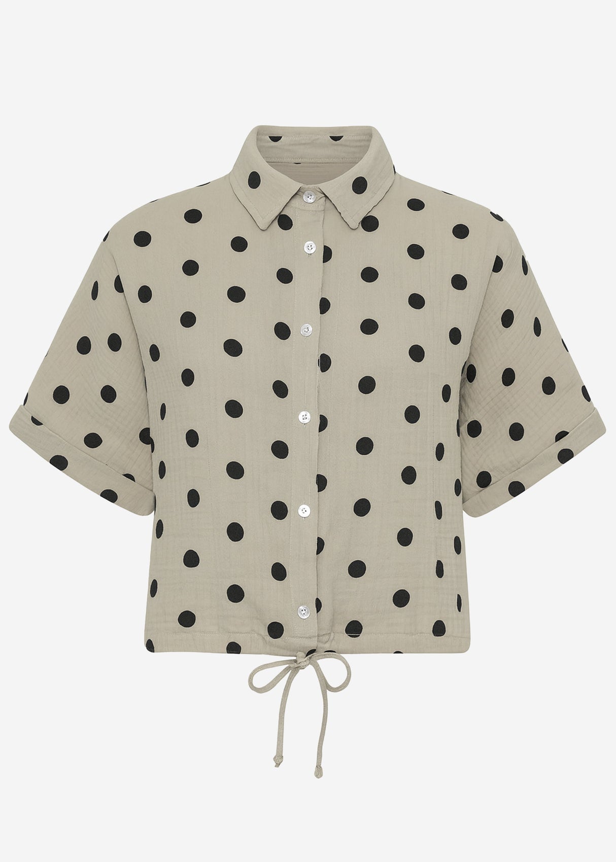 Blouse with a train tape and dots - taupe