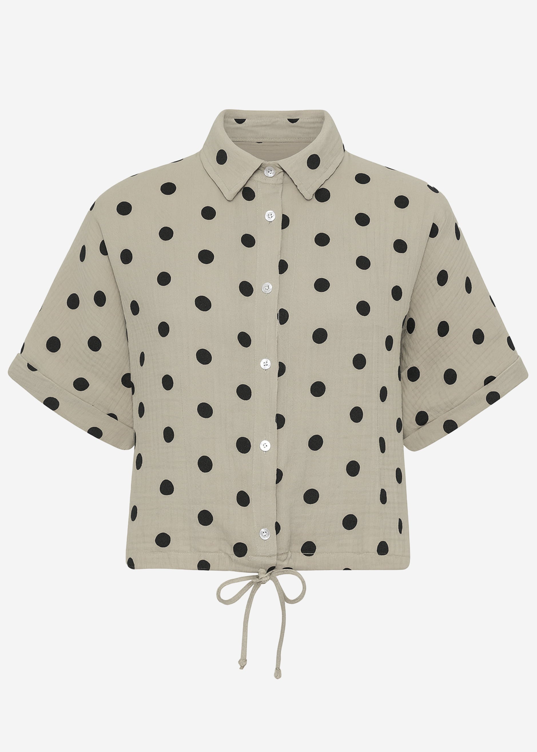Blouse with a train tape and dots - taupe