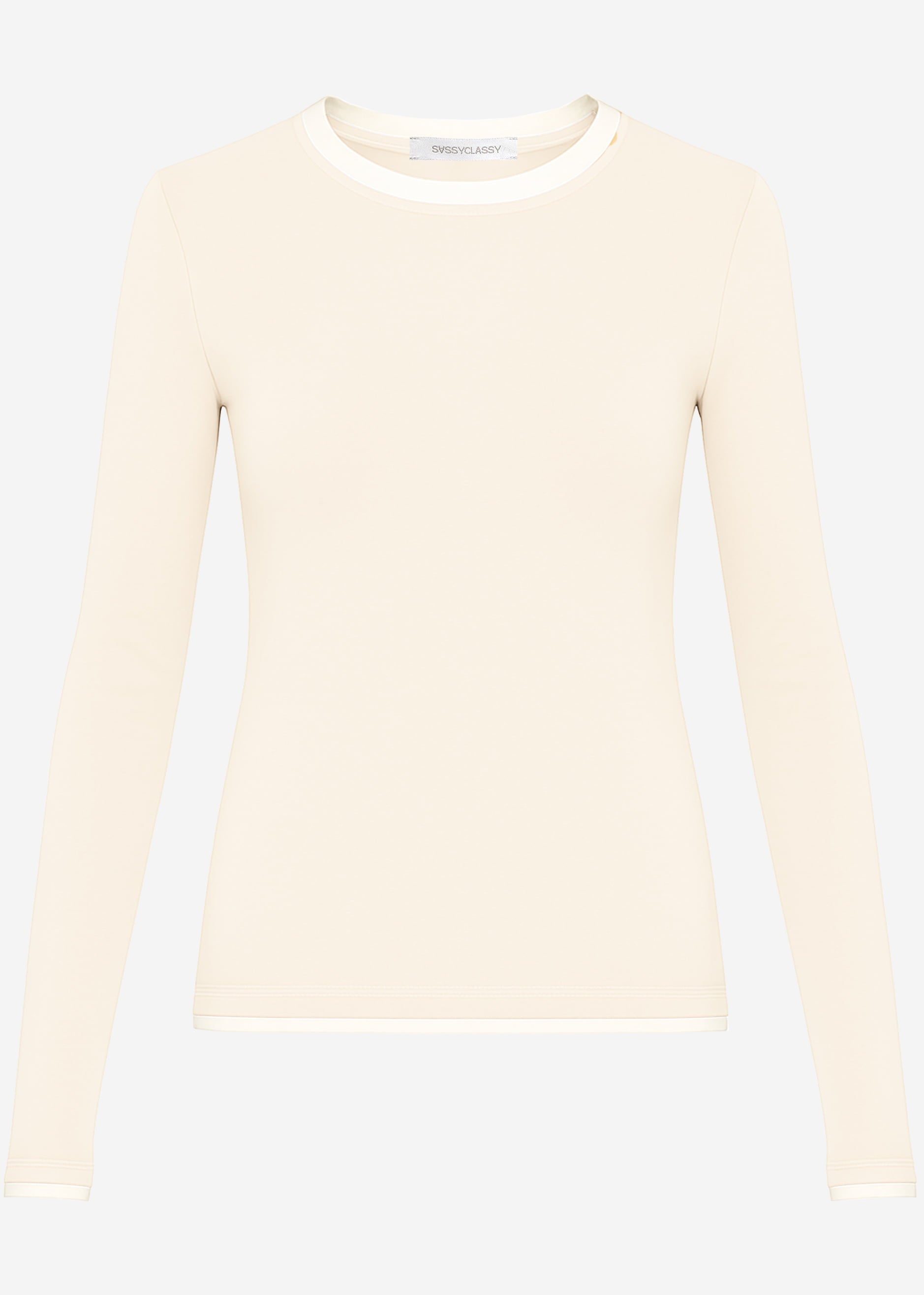 Long -sleeved shirt with contrast inserts - beige