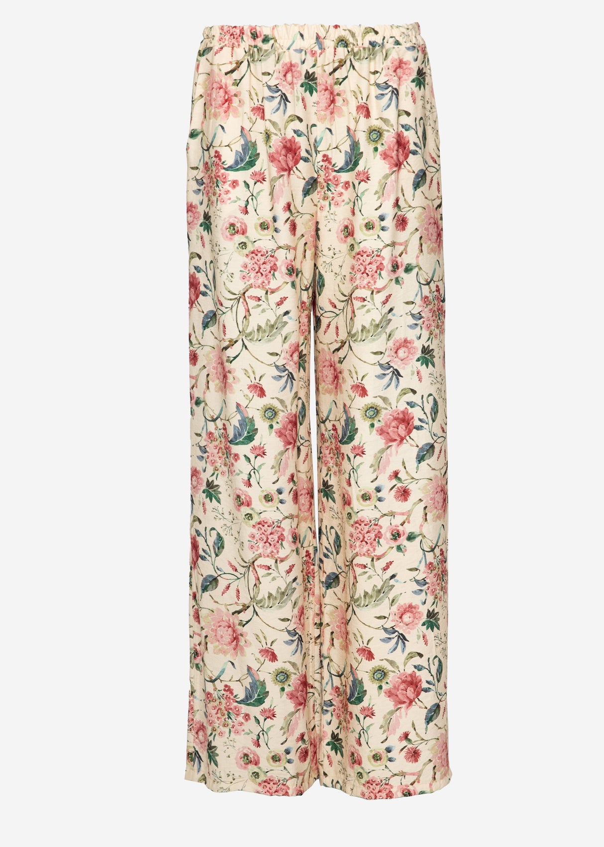 Pants with floral pressure - beige