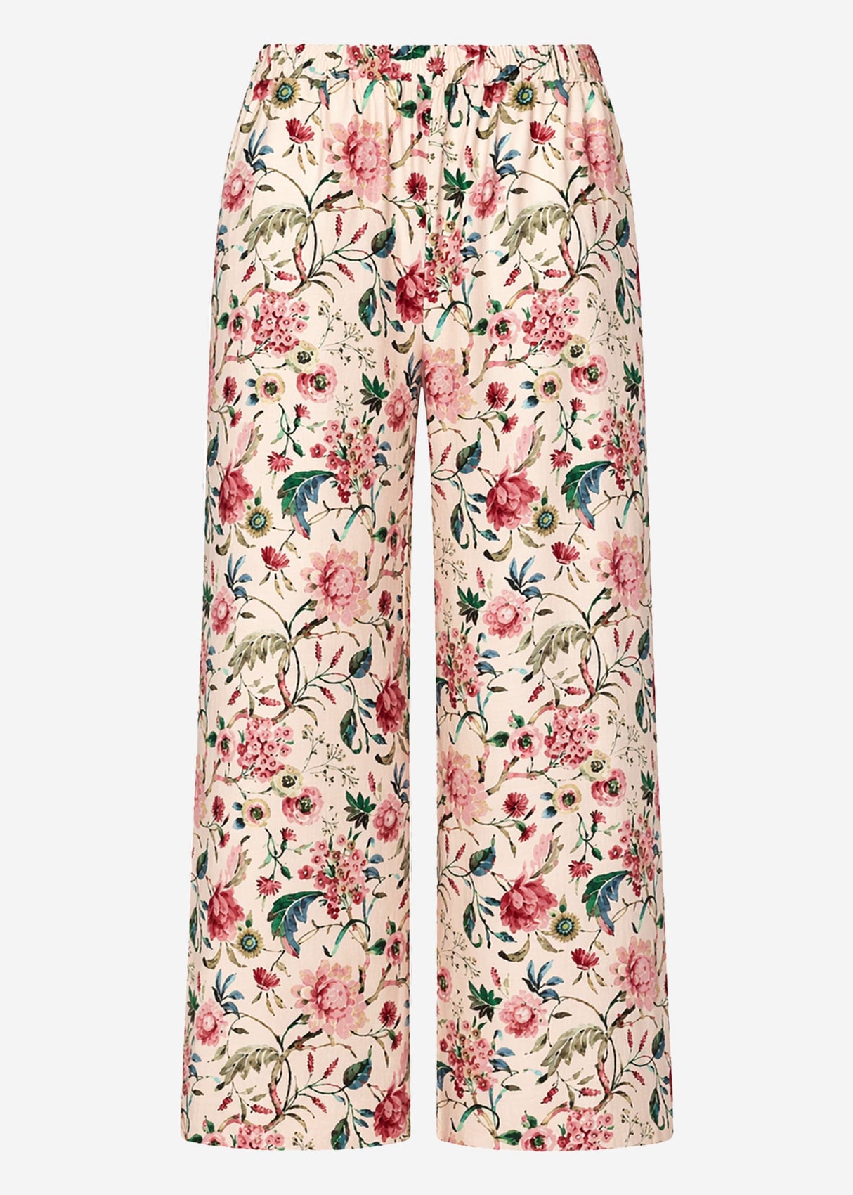Pants with floral pressure - beige