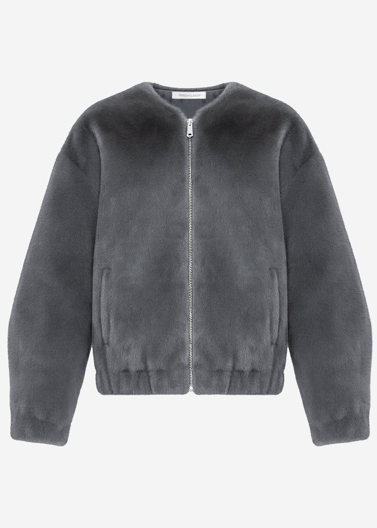 Faux fur bomber jacket - gray