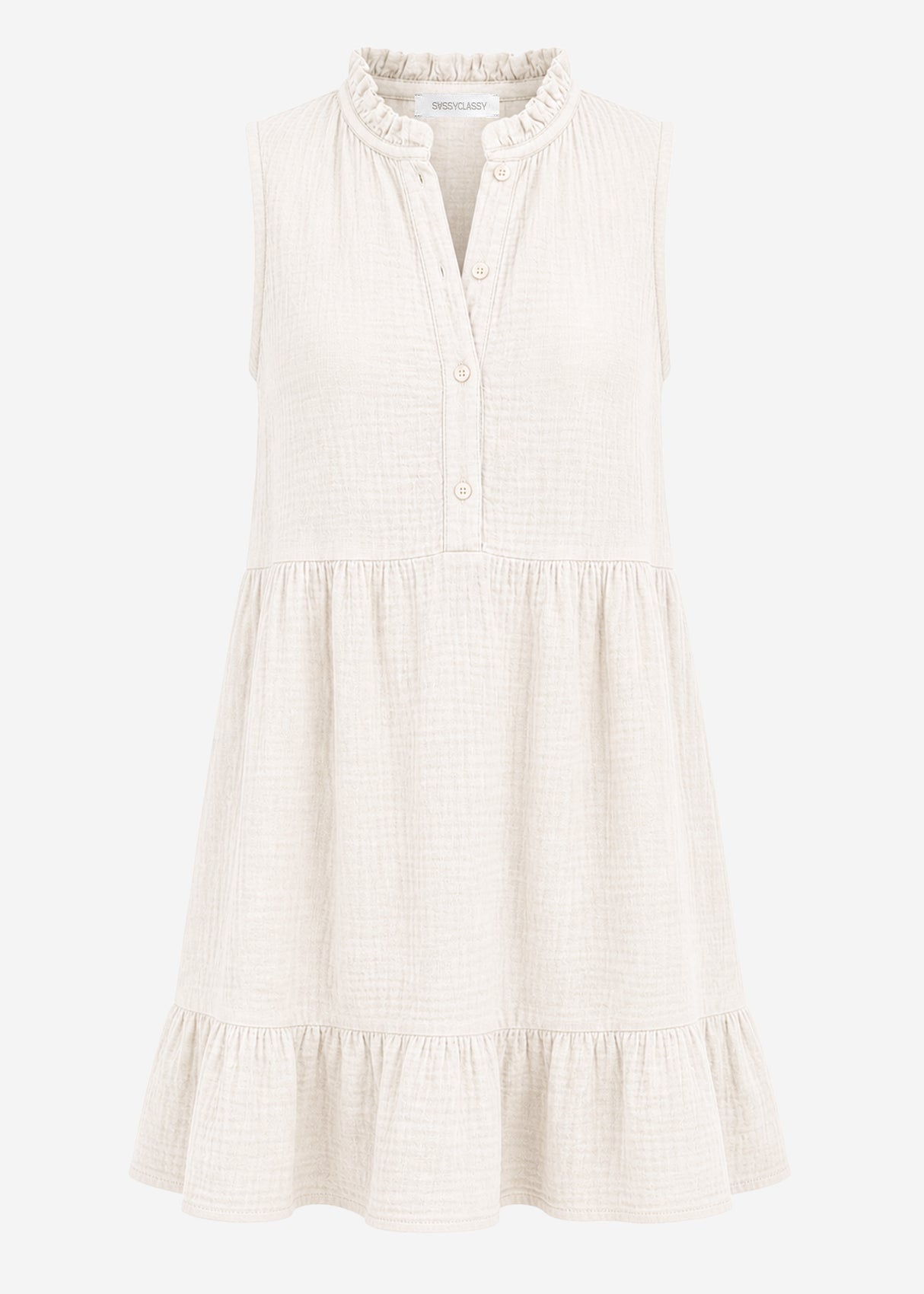 Small Musselin dress with ruffles - beige