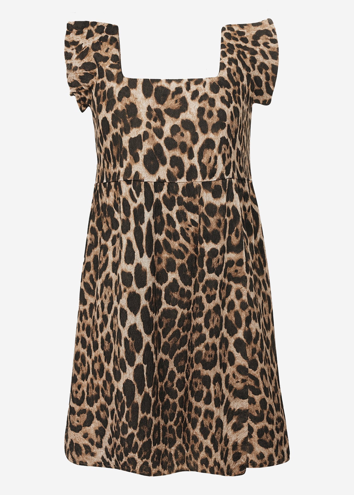 Musselinkleid mit Leo-Print - beige