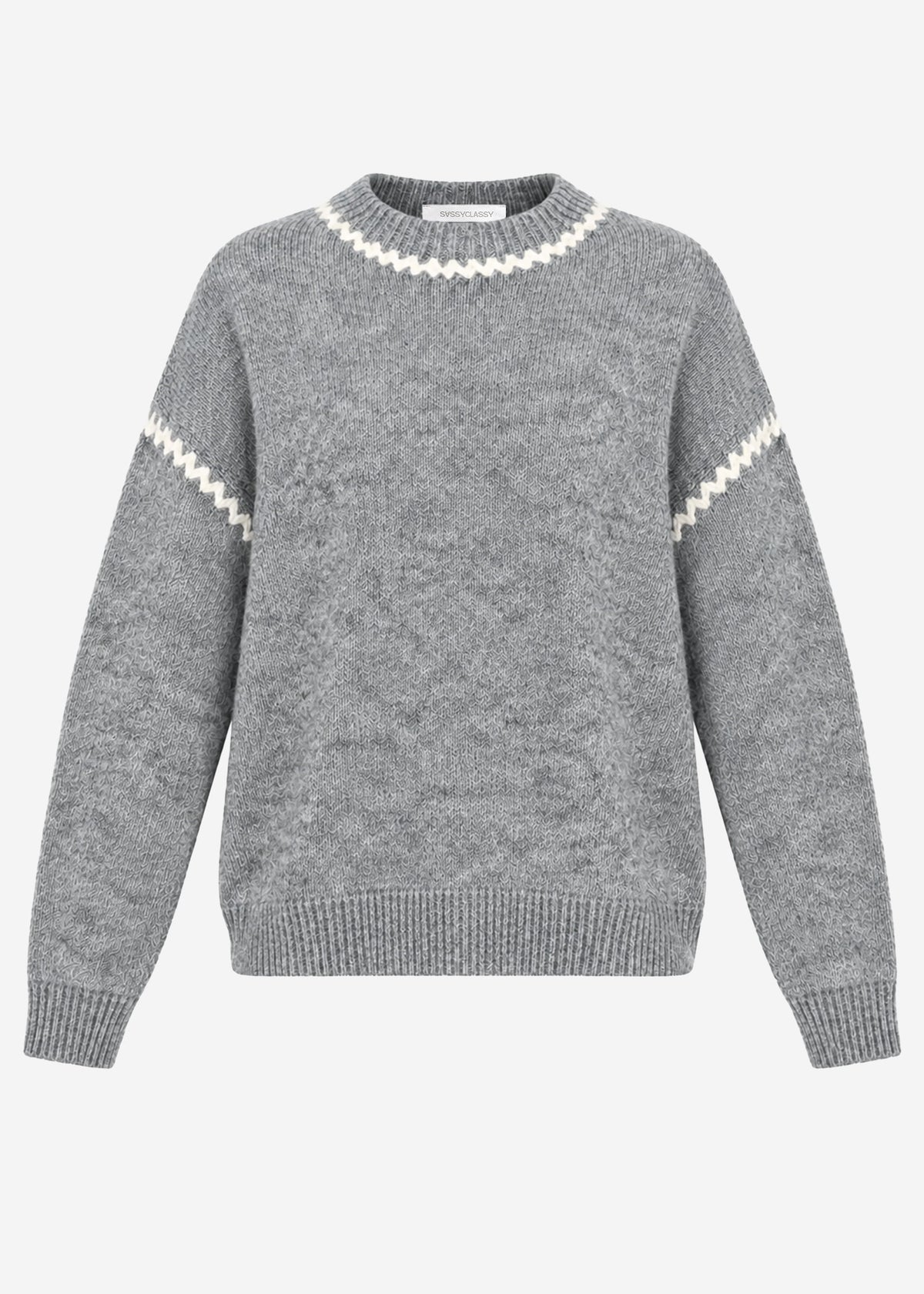 Jumper with decorative seams and wool content - grey