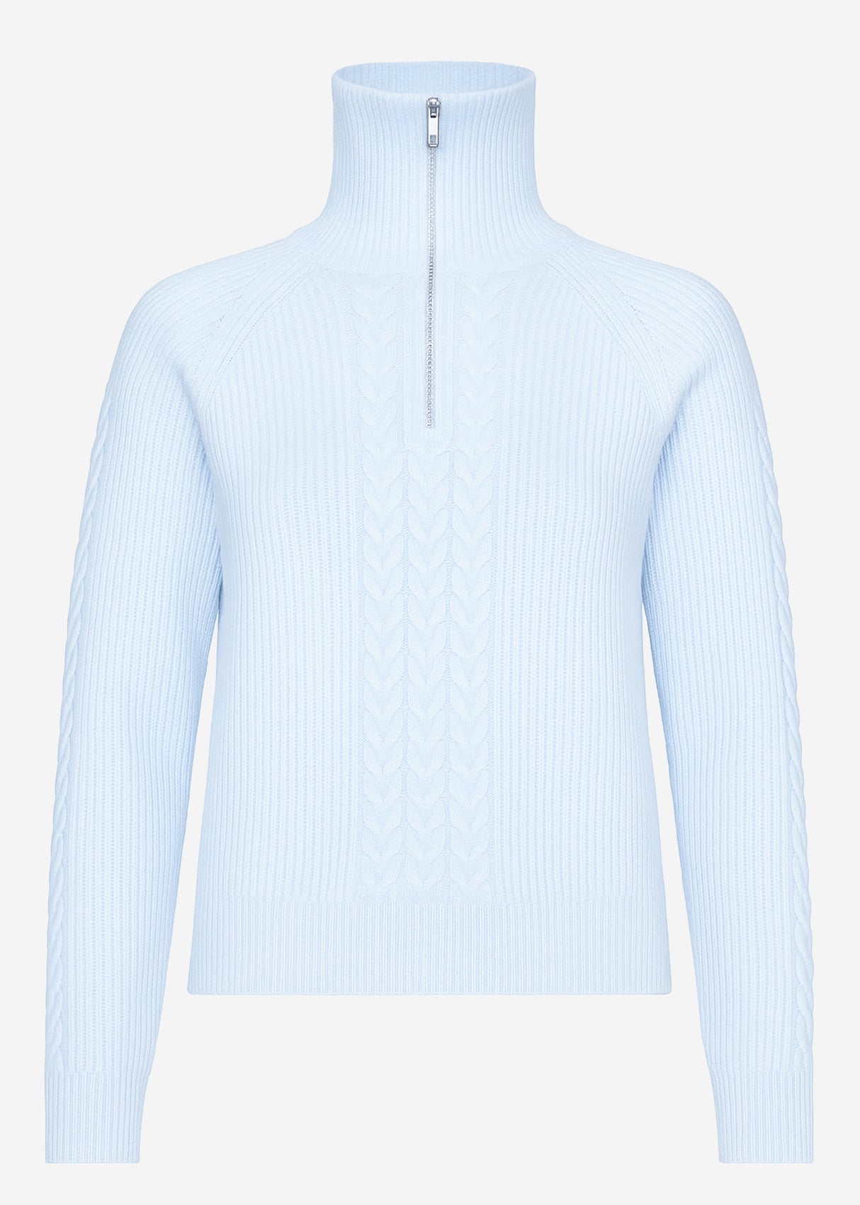 Pullover mit Reißverschluss am Kragen - hellblau