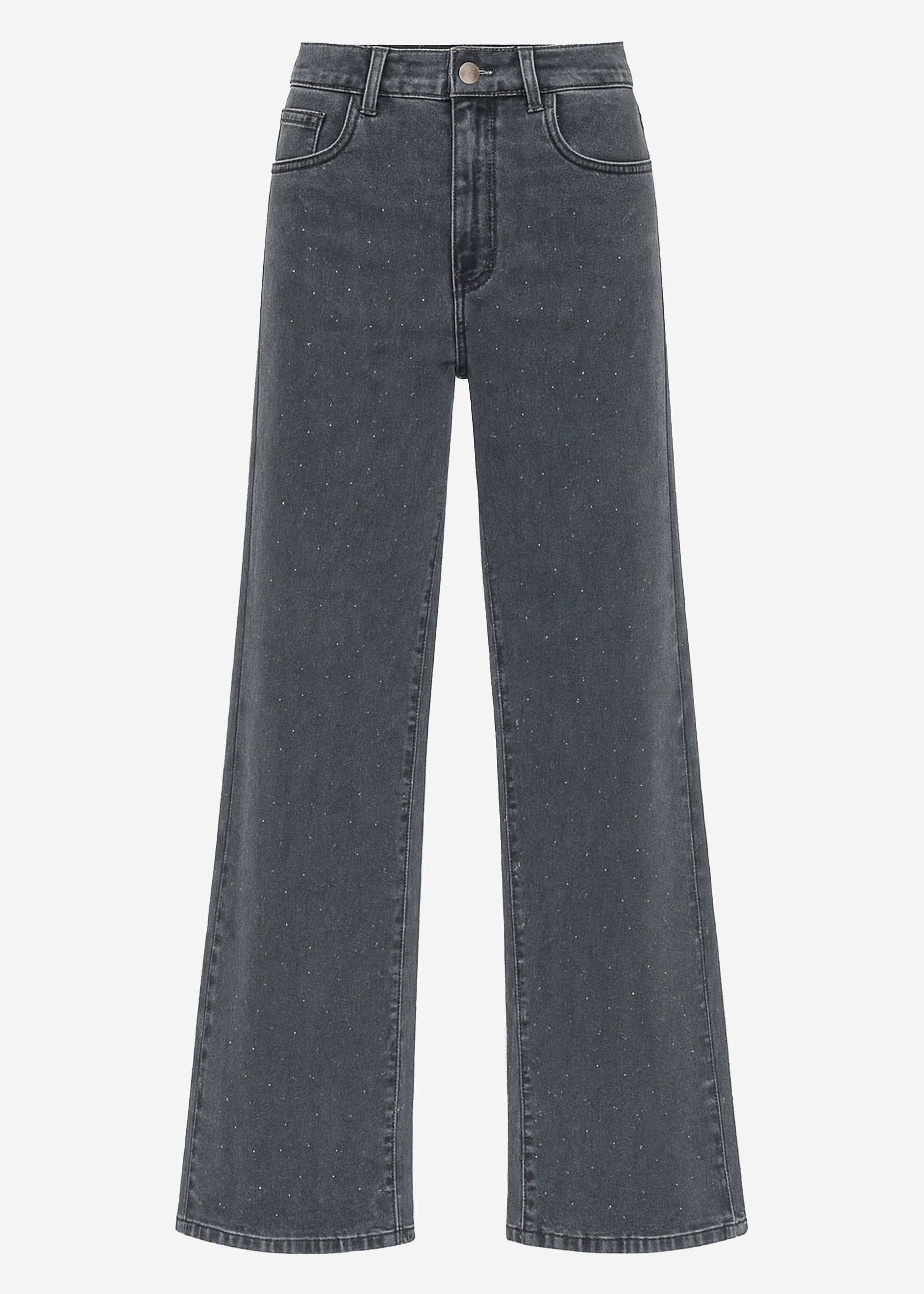 Wide-leg jeans with rhinestones - dark grey