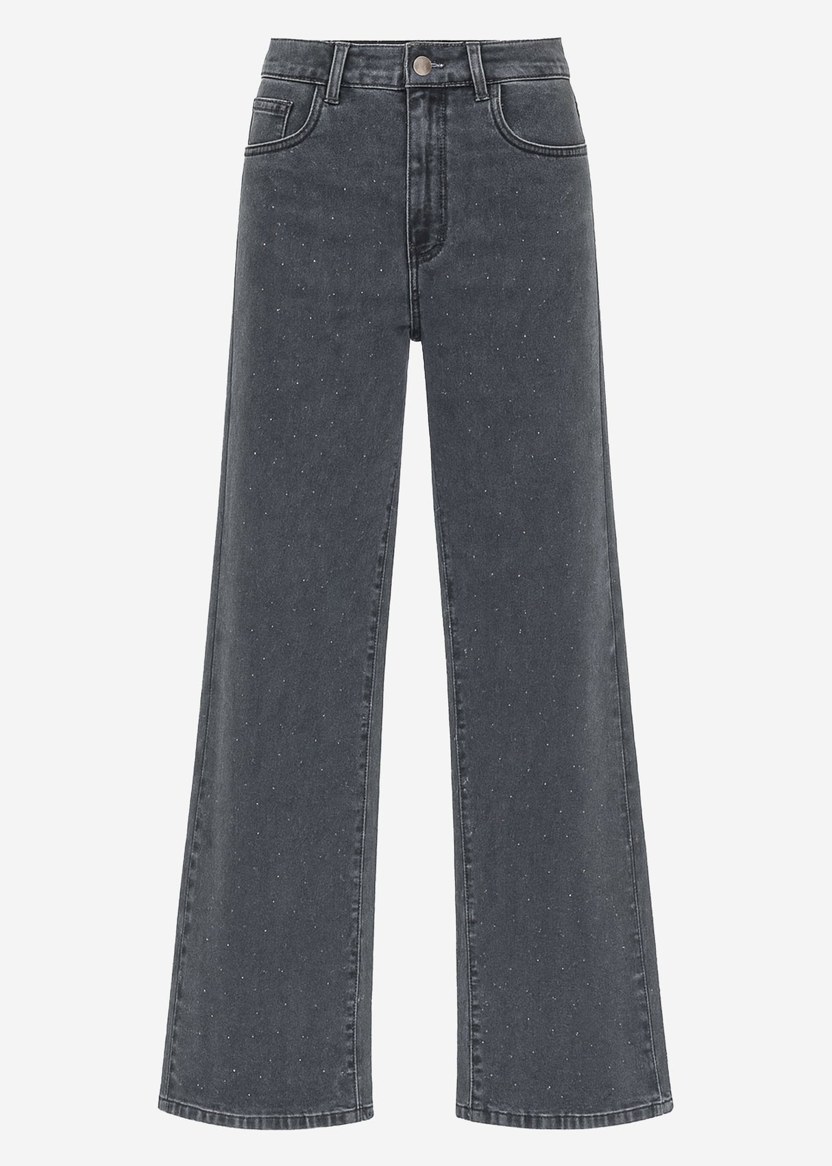 Wide-leg jeans with rhinestones - dark grey
