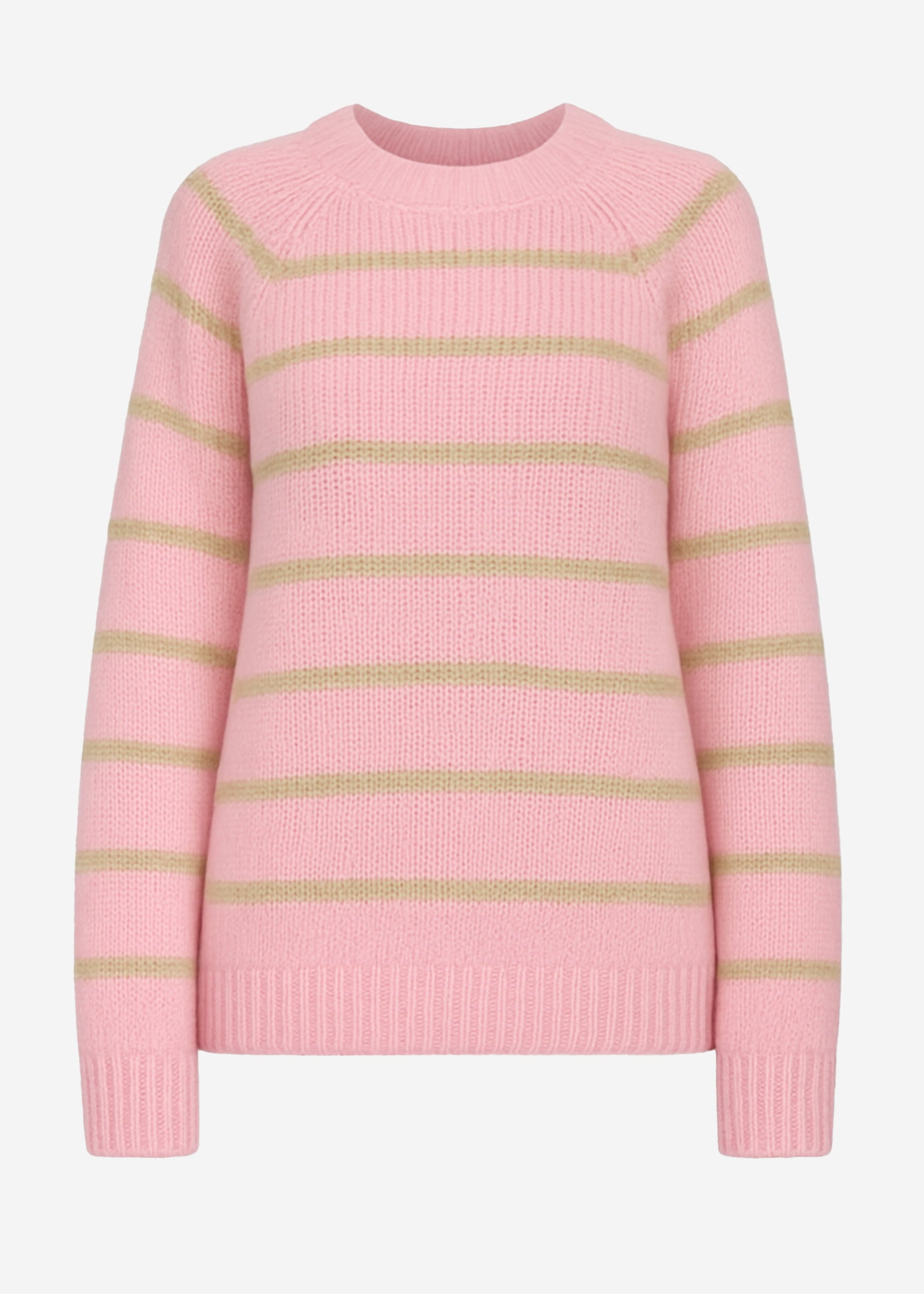 Gestreifter Pullover mit Rundhalsausschnitt - rosa