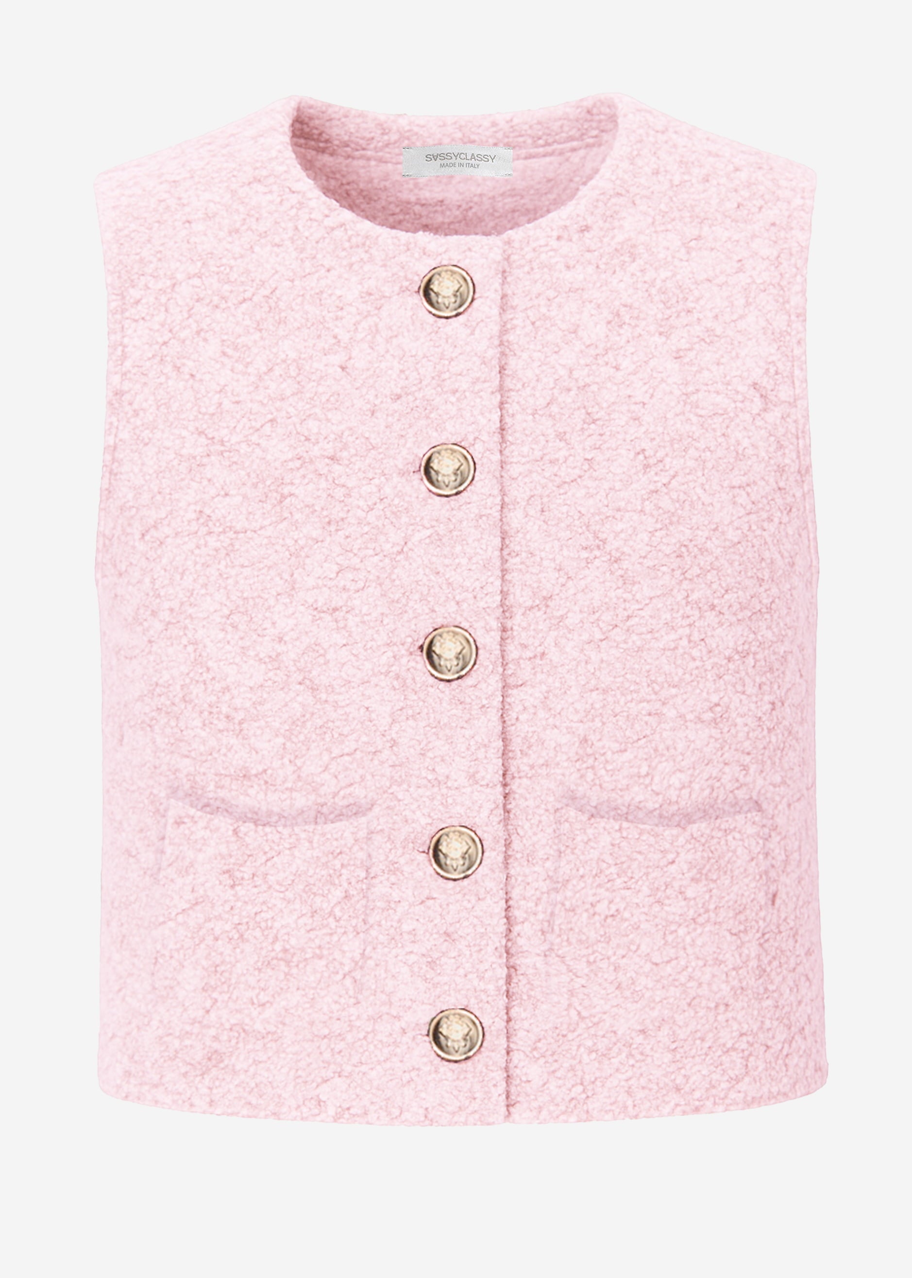 Bouclé-Weste mit Taschen - rosa