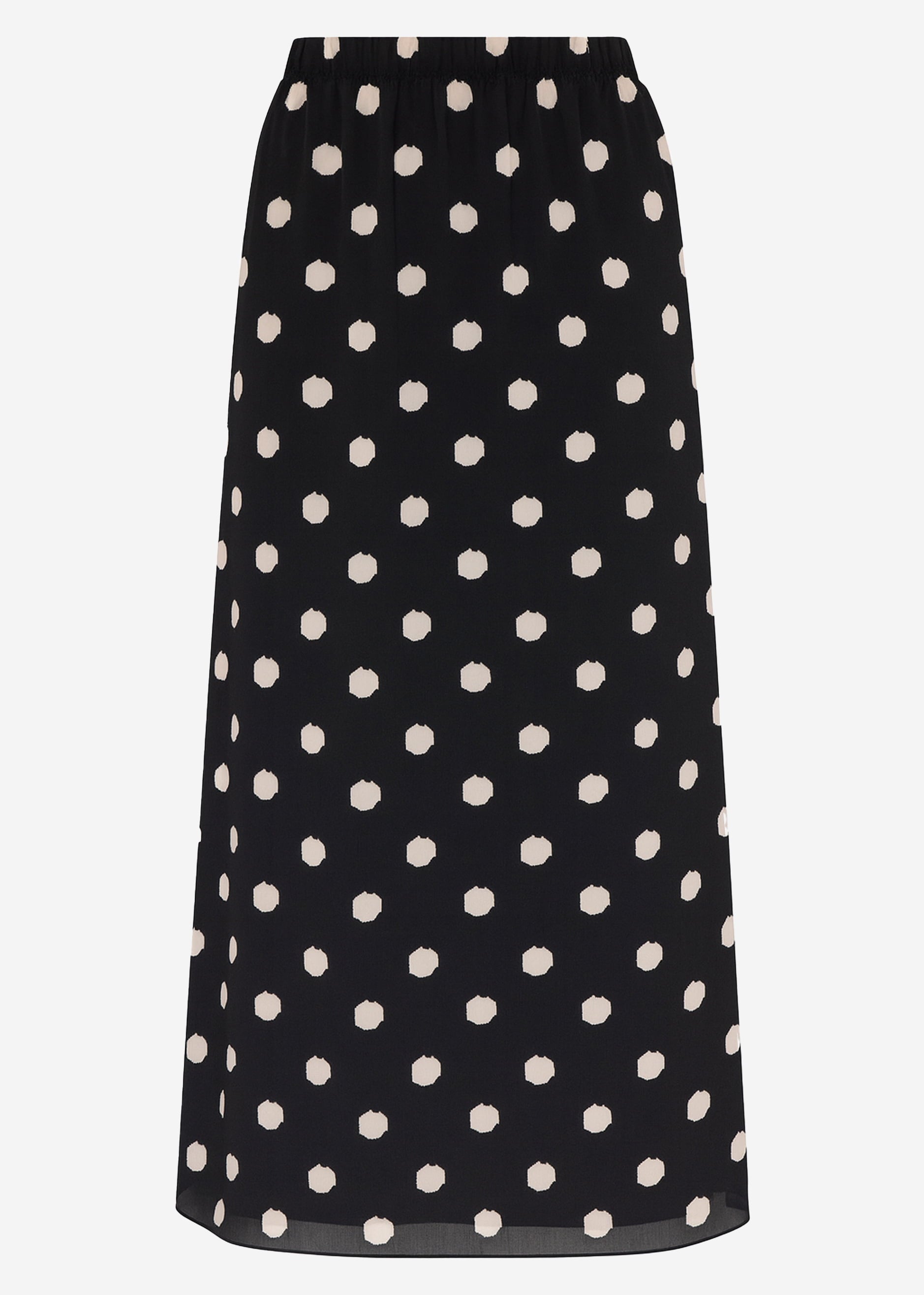 Langer Chiffon Rock mit Polka Dot-Print - schwarz