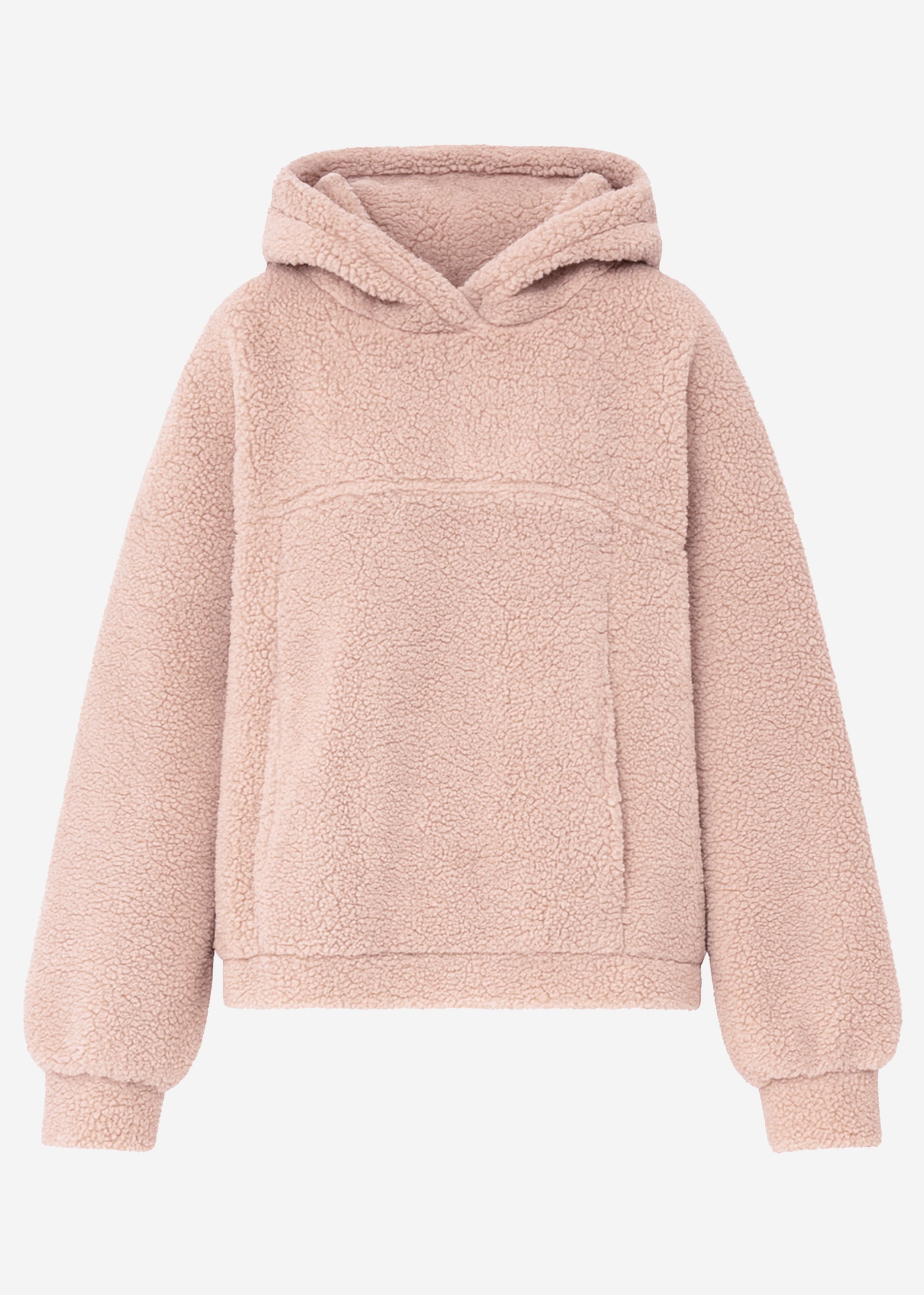 Oversize Teddy Sweatshirt mit Kapuze -  rosa