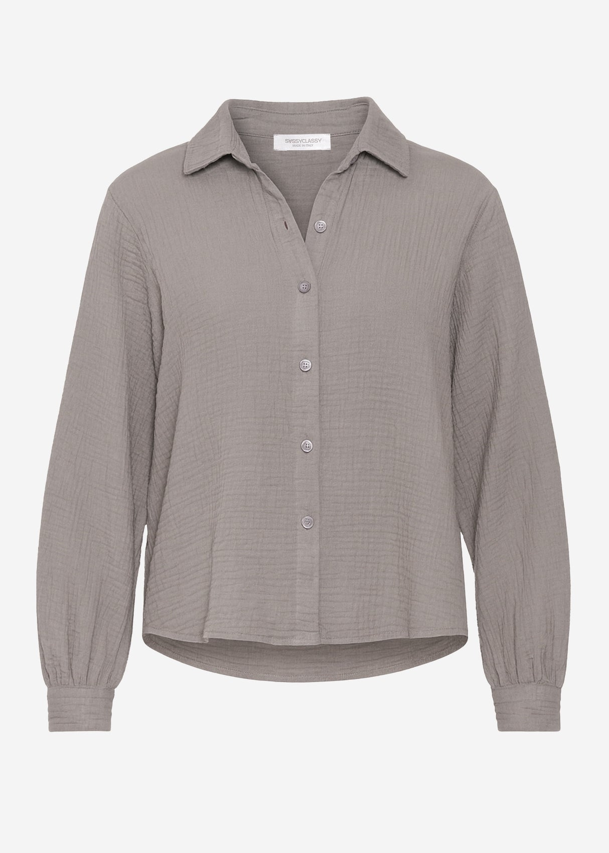 Short oversized muslin blouse - taupe