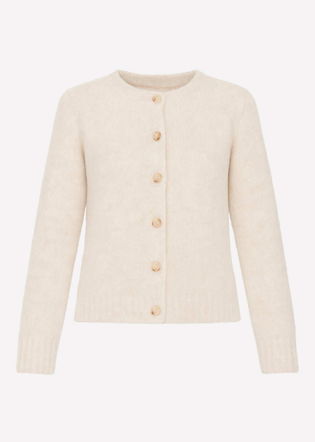 Bouclé-Strickjacke mit Knopfleiste - greige