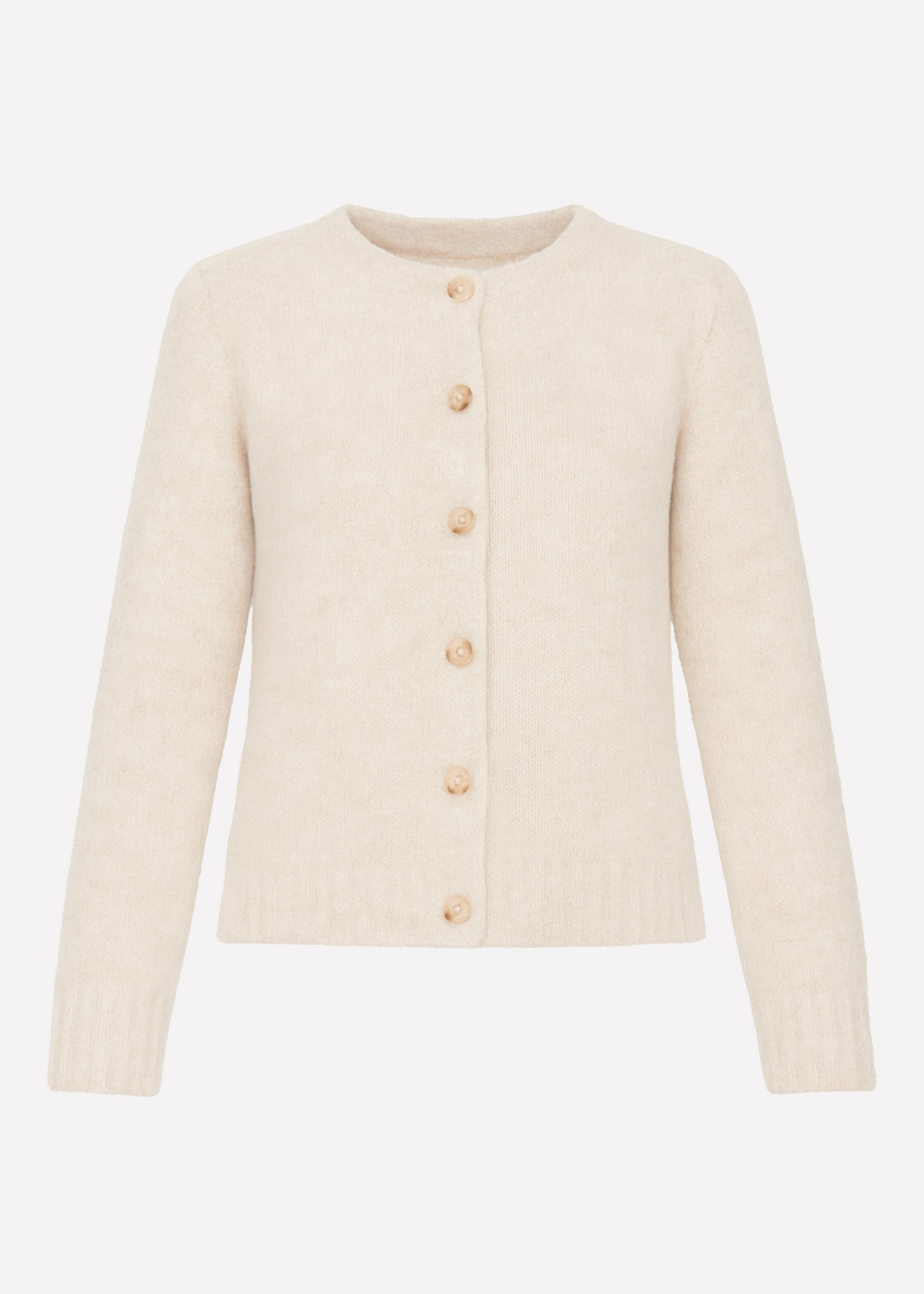 Bouclé-Strickjacke mit Knopfleiste - greige