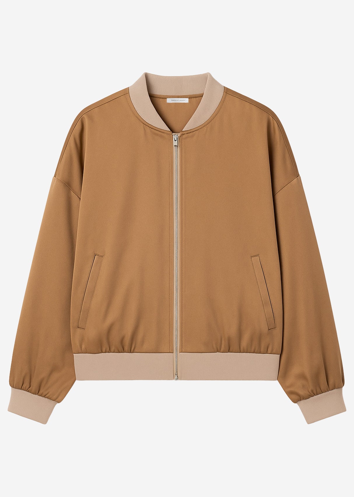 Satin Bomberjacke - camel