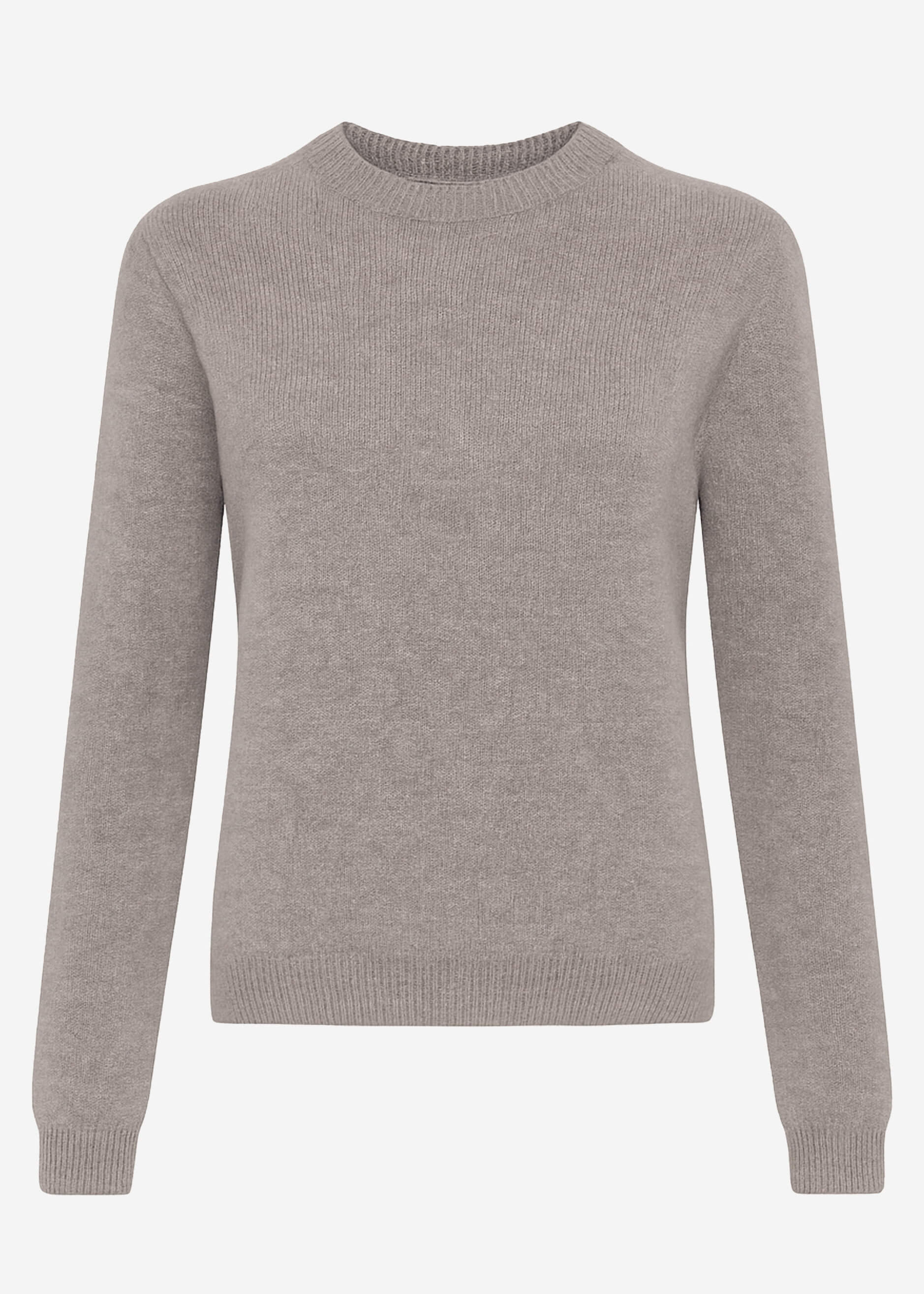 Strickpullover mit Zopfmuster-Detail - taupe