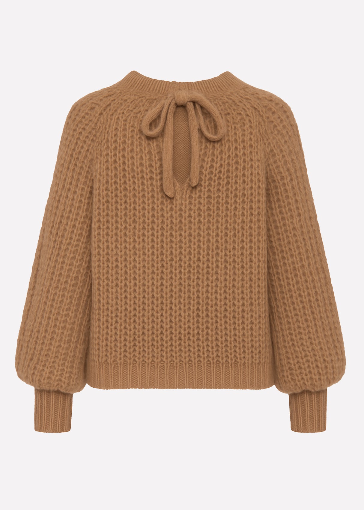 Chunky knit sweater with bow detail - brown
