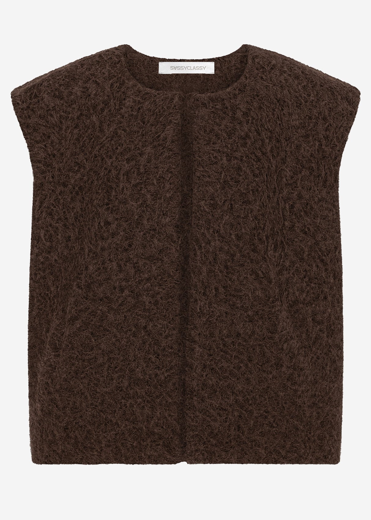Sleeveless vest with wool texture - brown