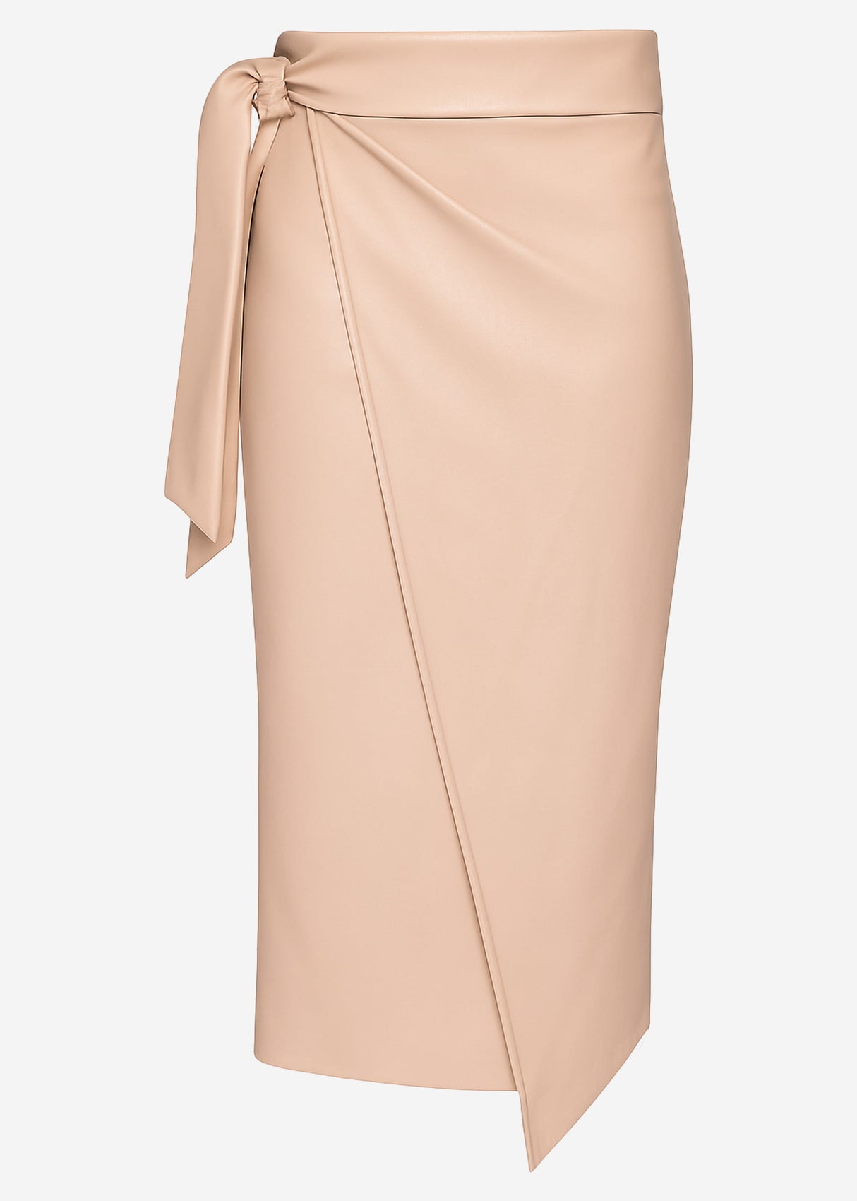 Faux leather wrap skirt - beige
