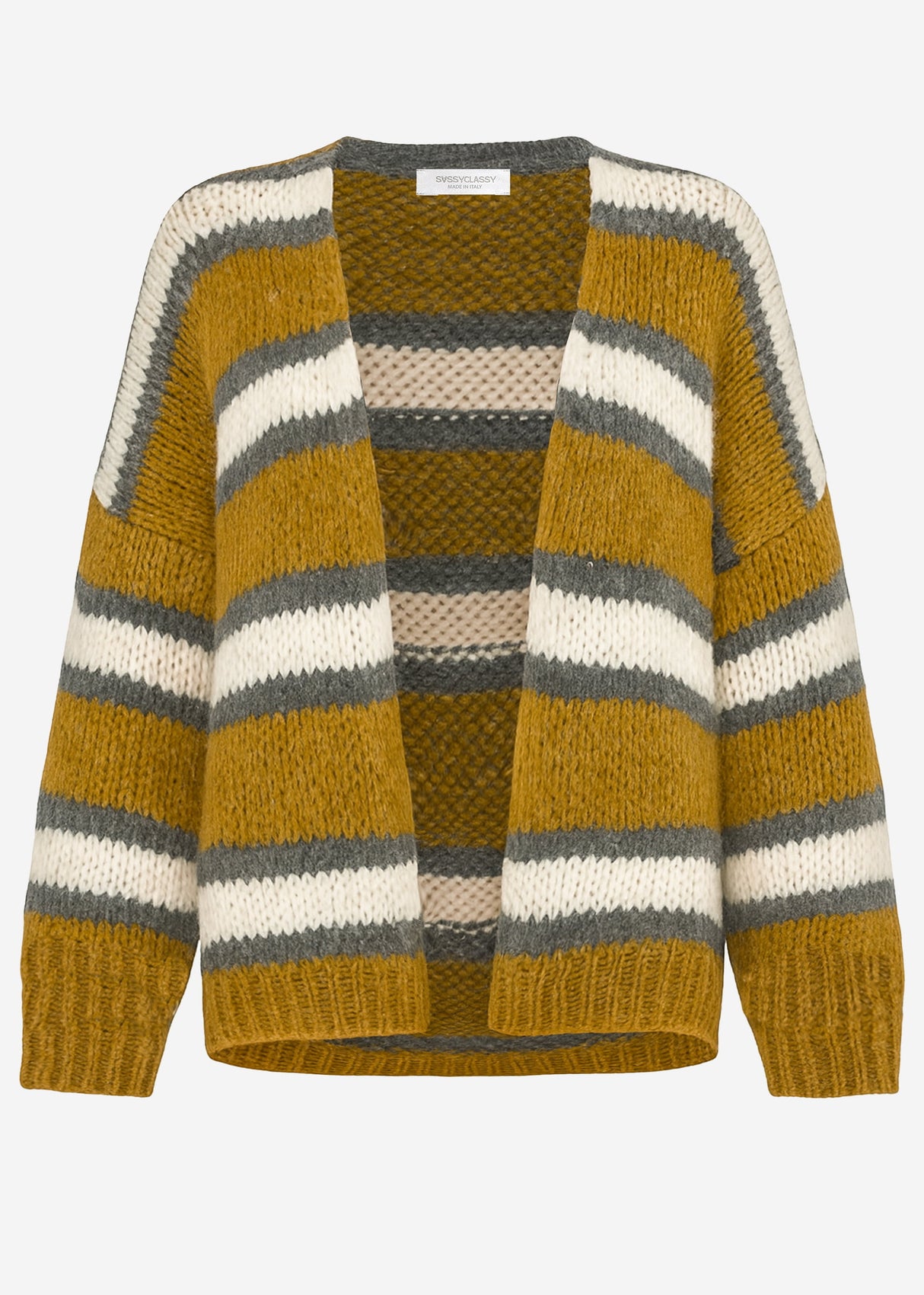 Gestreifter oversize Cardigan - grün