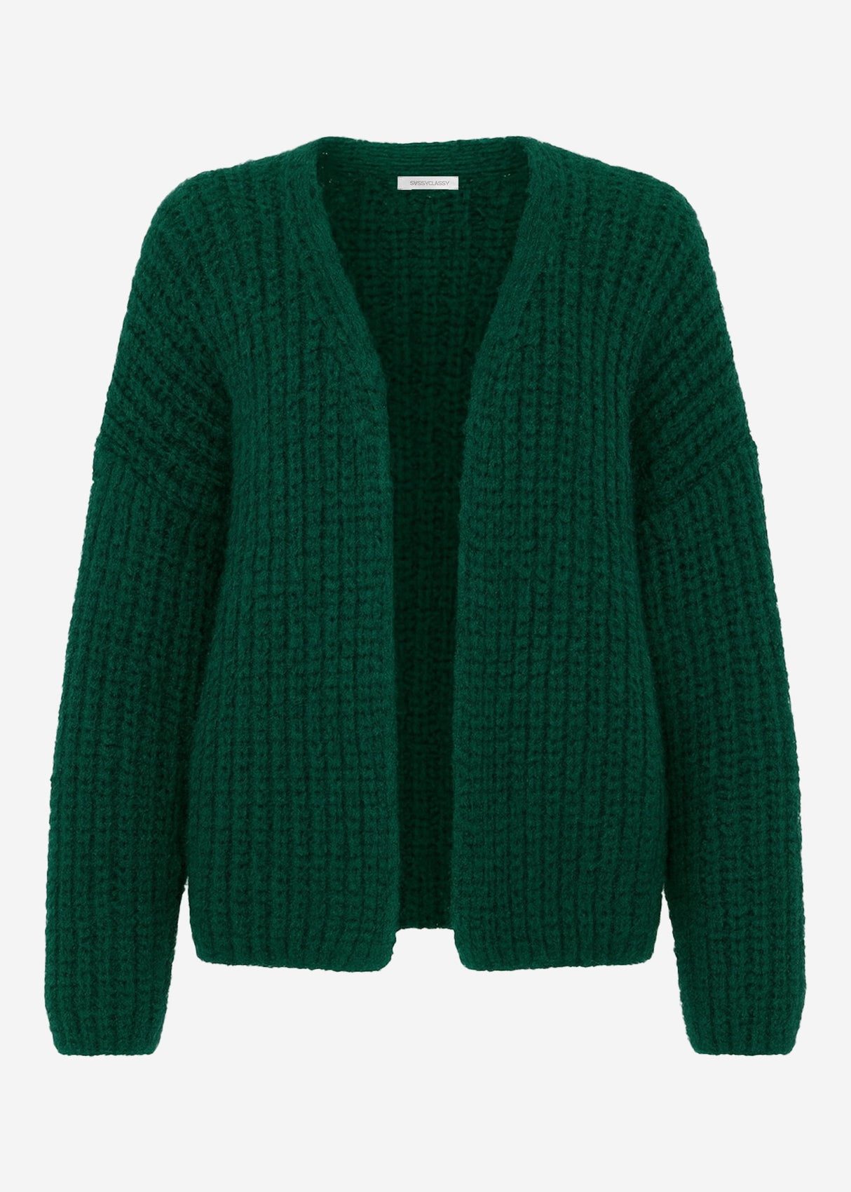 Oversized cardigan with ribbed texture - dark green
