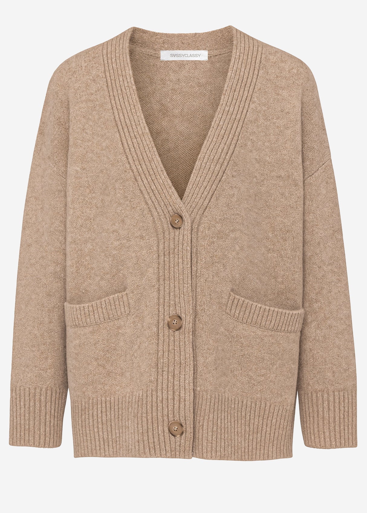 Oversize Cardigan mit Taschen - taupe