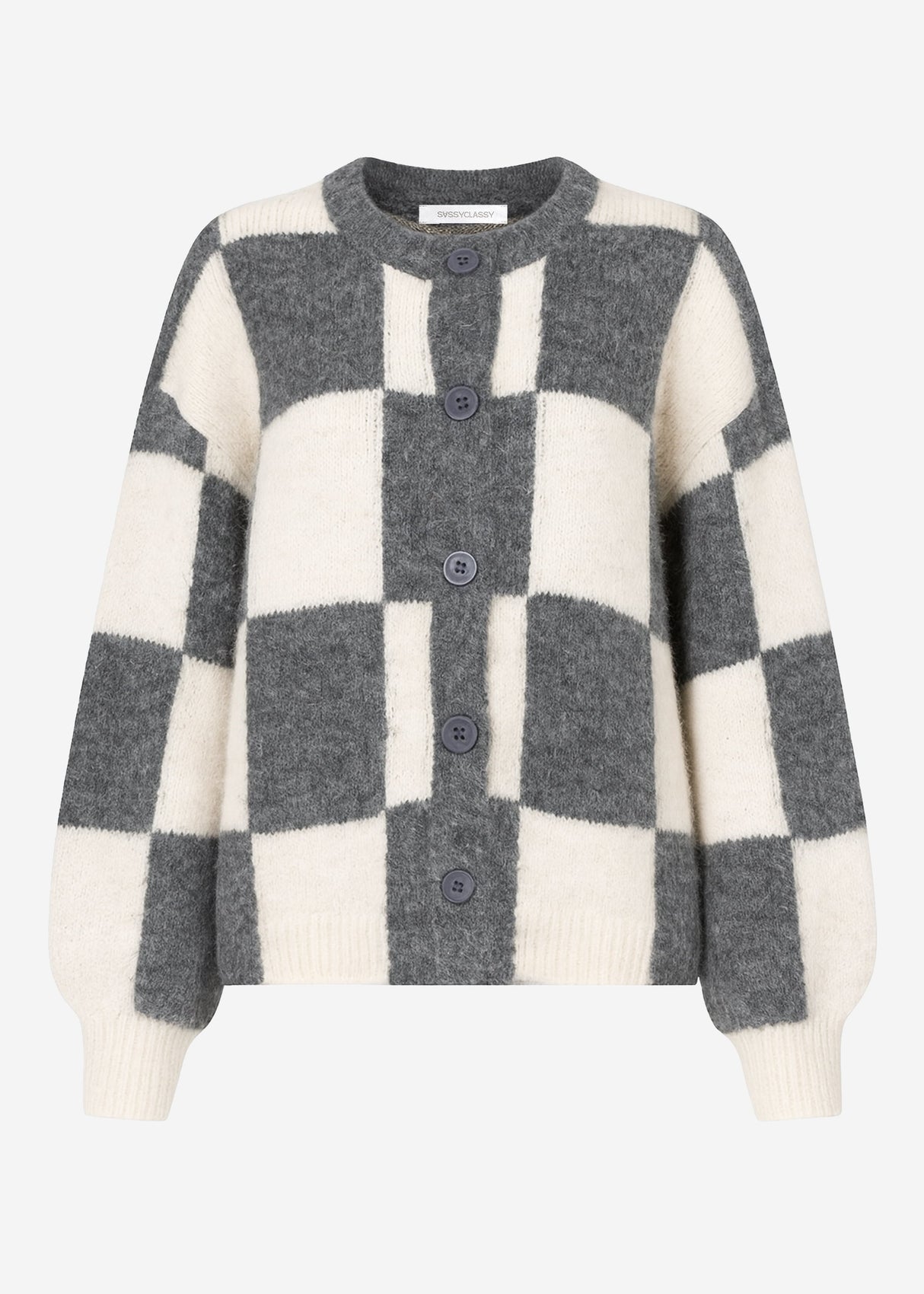 Cardigan in check pattern - gray