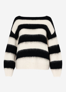 Gestreifter Pullover - schwarz-offwhite
