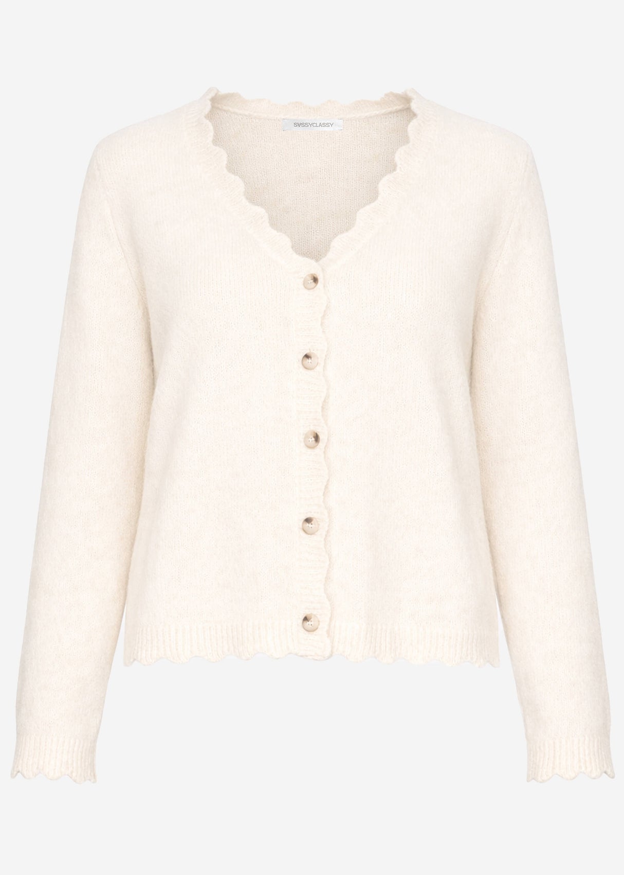 Strickjacke mit Bogenkante - offwhite