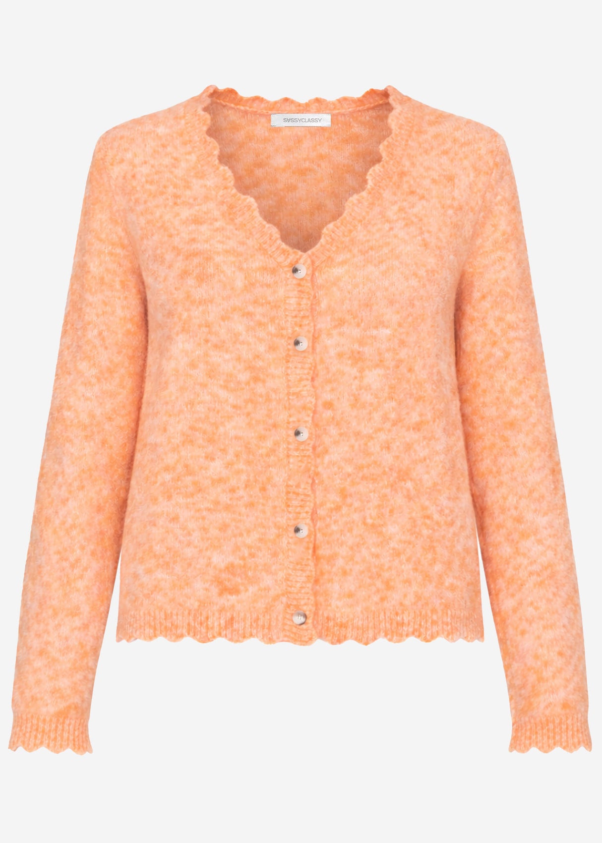 Strickjacke mit Bogenkante - koralle